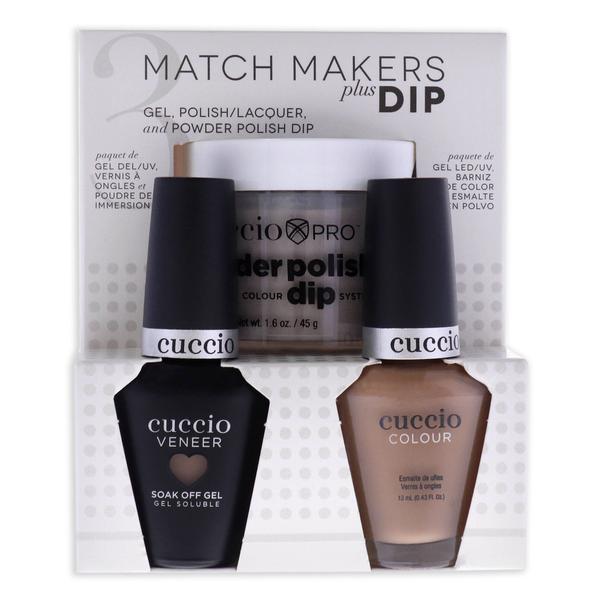 Match Makers Plus Dip - See You Latte by Cuccio Colour for Women - 3 Pc 1.6oz Pro Powder Polish Dip System, 0.44oz Veneer Soak Off Gel, 0.43oz Colour Nail Polish, Brown, alternate image number 3