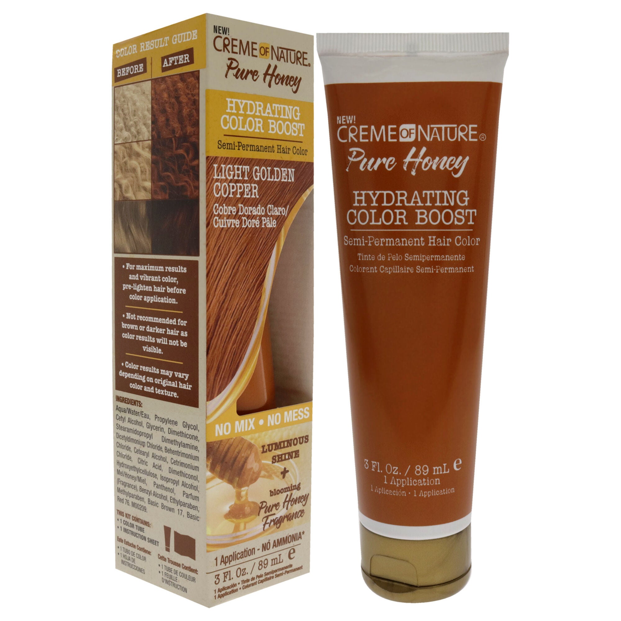 Pure Honey Hydrating Color Boost Semi-Permanent Hair Color - Light Golden Copper by Creme of Nature for Unisex - 3 oz Hair Color, See Description, alternate image number 1