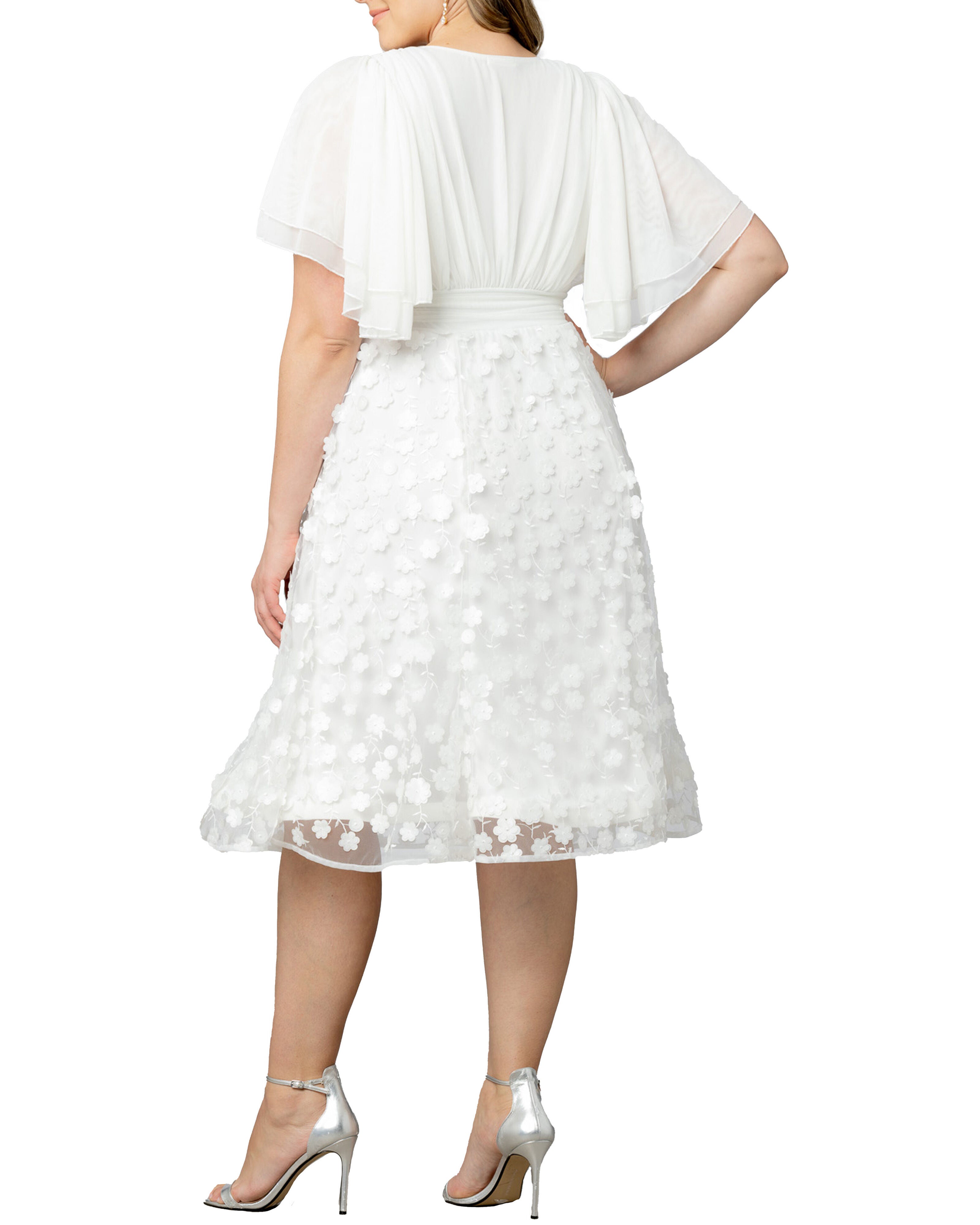 Pretty Petals Mesh Cocktail Dress, IVORY BLOSSOMS / Ivory, alternate image number 1