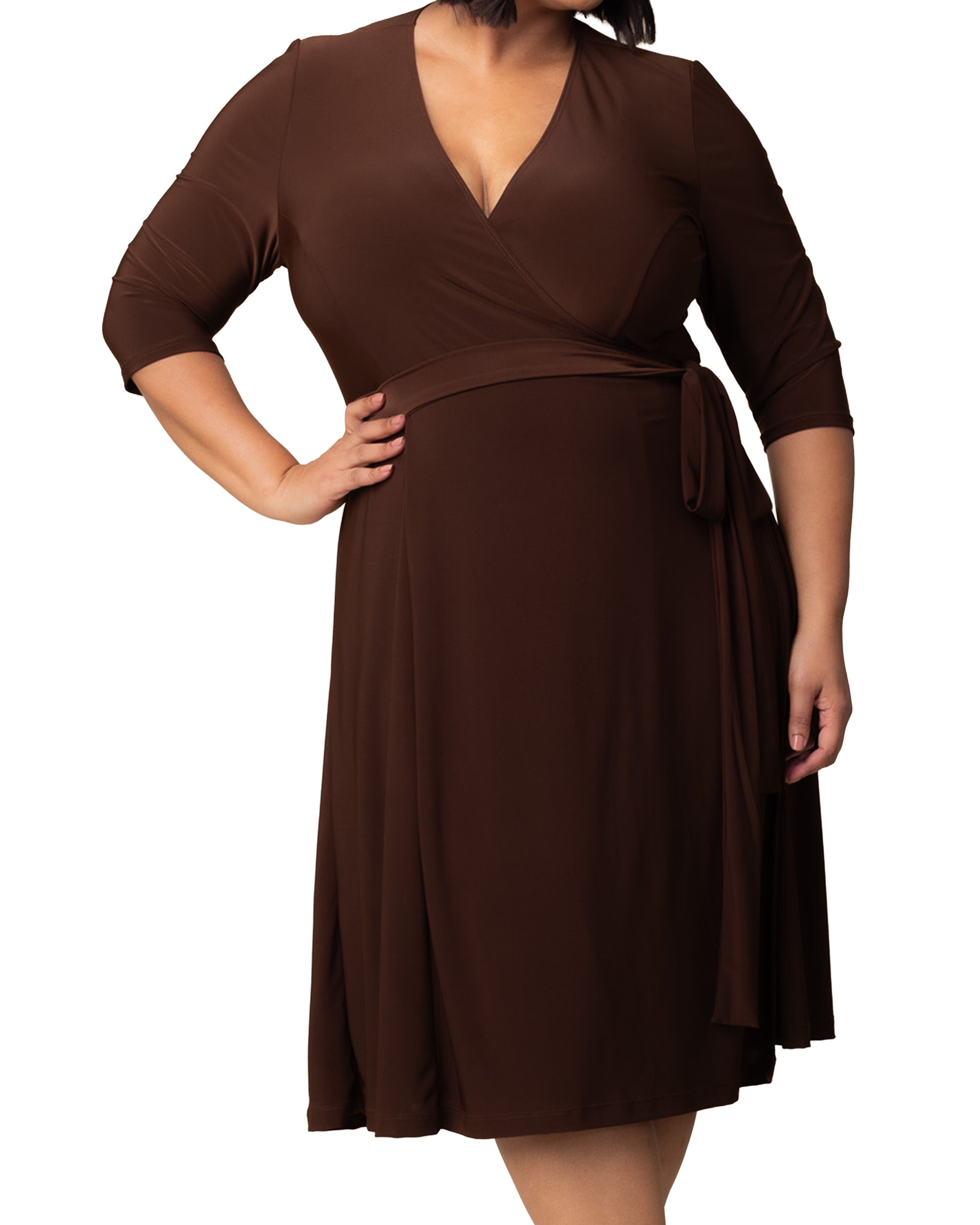 Essential Wrap Dress, CHOCOLATE / Brown, alternate image number 1
