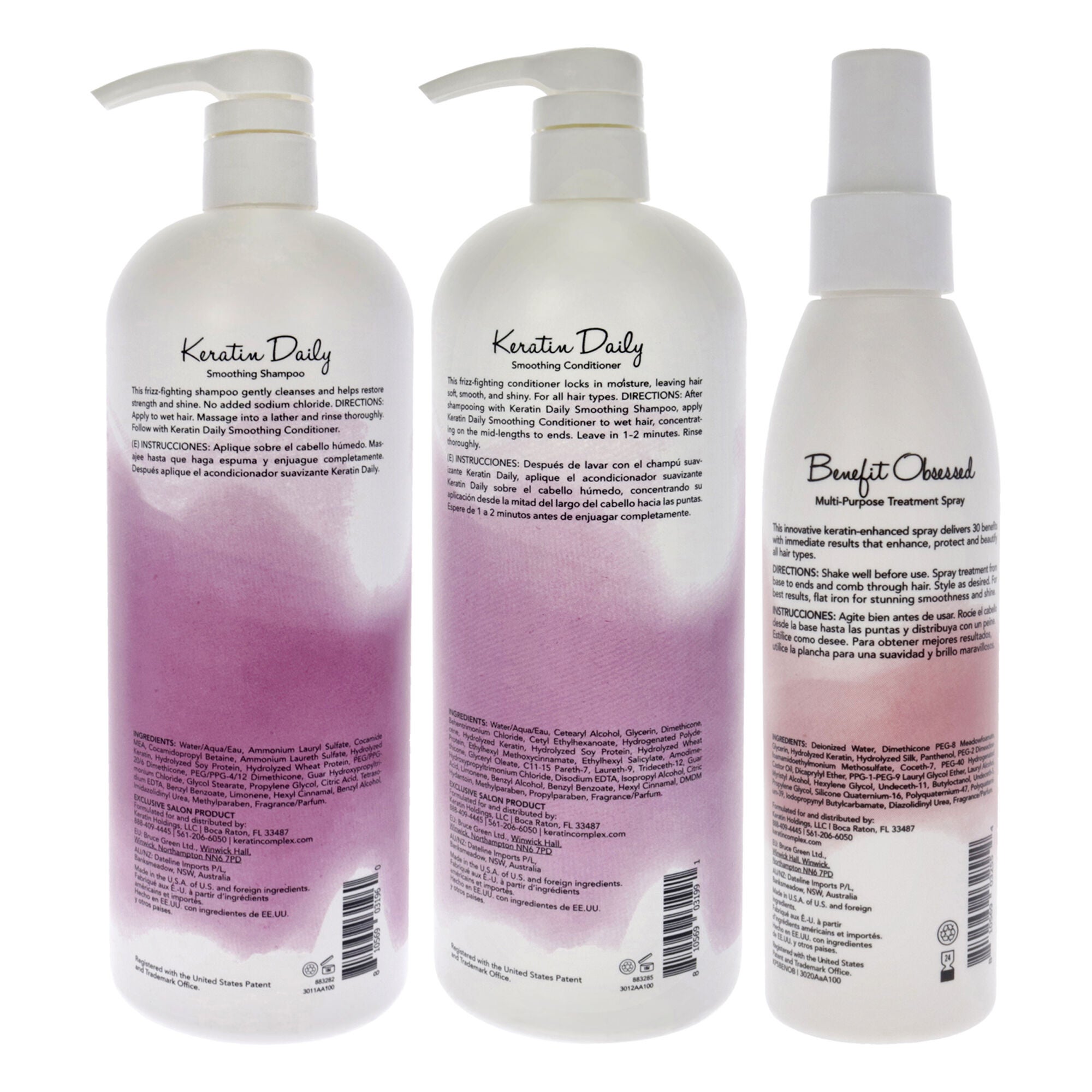 Keratin Daily Kit by Keratin Perfect for Unisex - 3 Pc Kit 32oz Shampoo, 32oz Conditioner, 5oz Benefit Obsessed Treatment Spray, , alternate image number 3