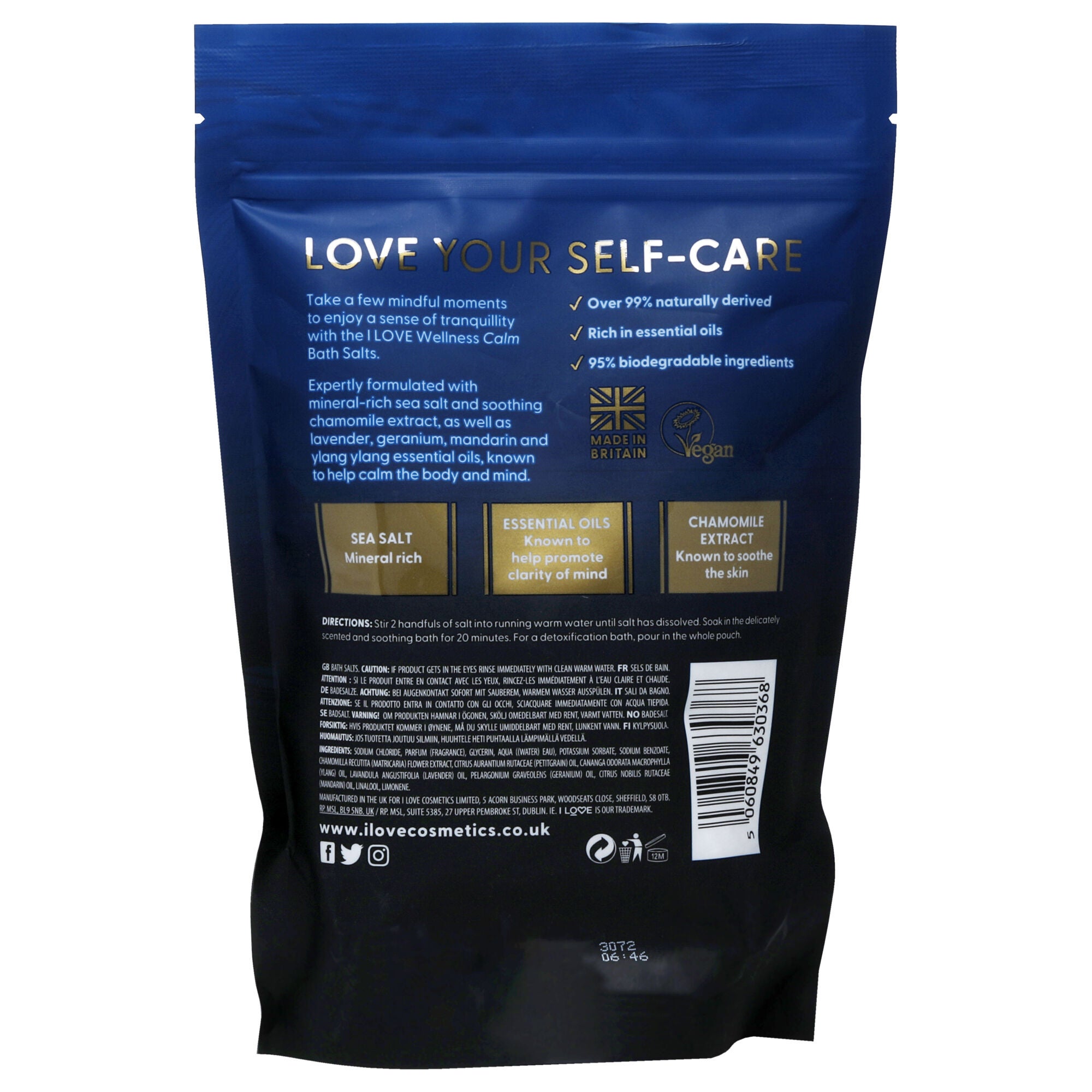 Wellness Bath Salts - Calm by I Love Cosmetics for Women - 17.6 oz Bath Salts, See Description, alternate image number 2