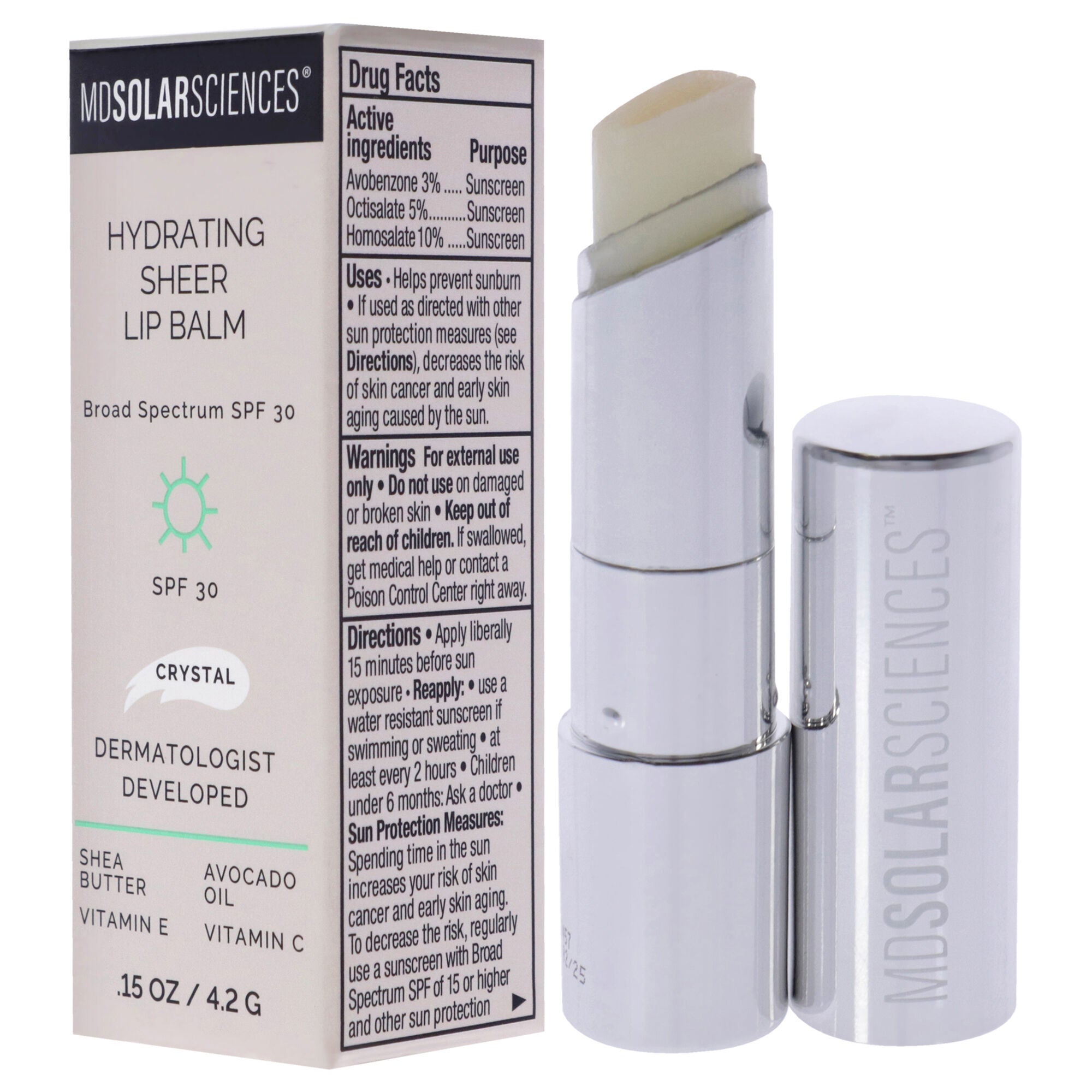 Hydrating Sheer Lip Balm SPF 30 - Crystal by MDSolarSciences for Women - 0.15 oz Lip Balm, See Description, alternate image number 3