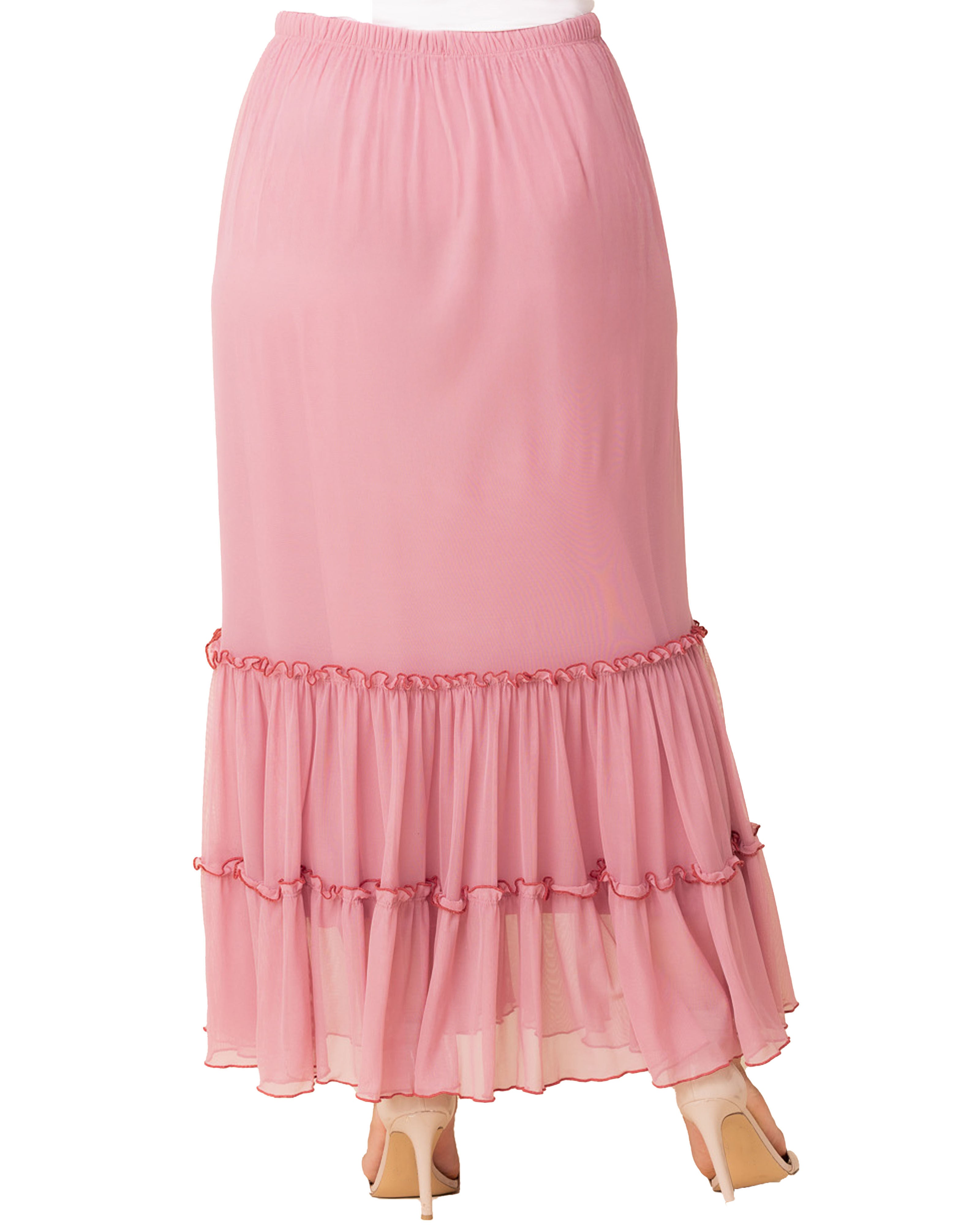 Isla Tiered Mesh Maxi Skirt, ROSE QUARTZ / Pink, alternate image number 1