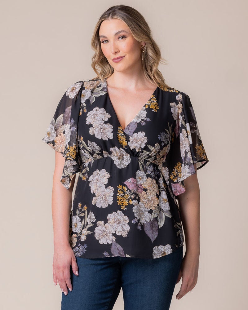 Seaside Serenade Top, Midnight Peony Print, alternate image number 2