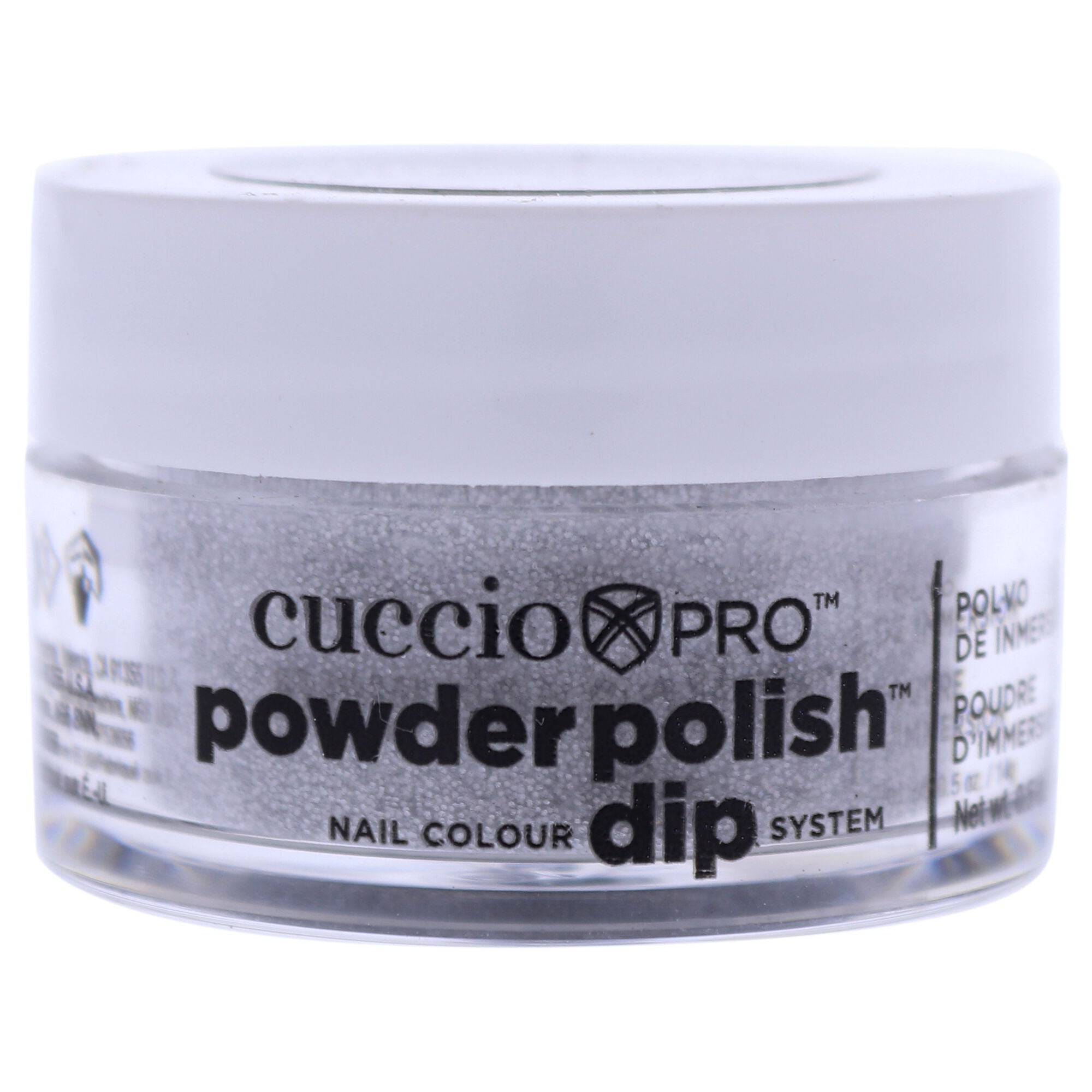 Pro Powder Polish Nail Colour Dip System - Silver with Silver Glitter by Cuccio Colour for Women - 0.5 oz Nail Powder, See Description, hi-res image number 0