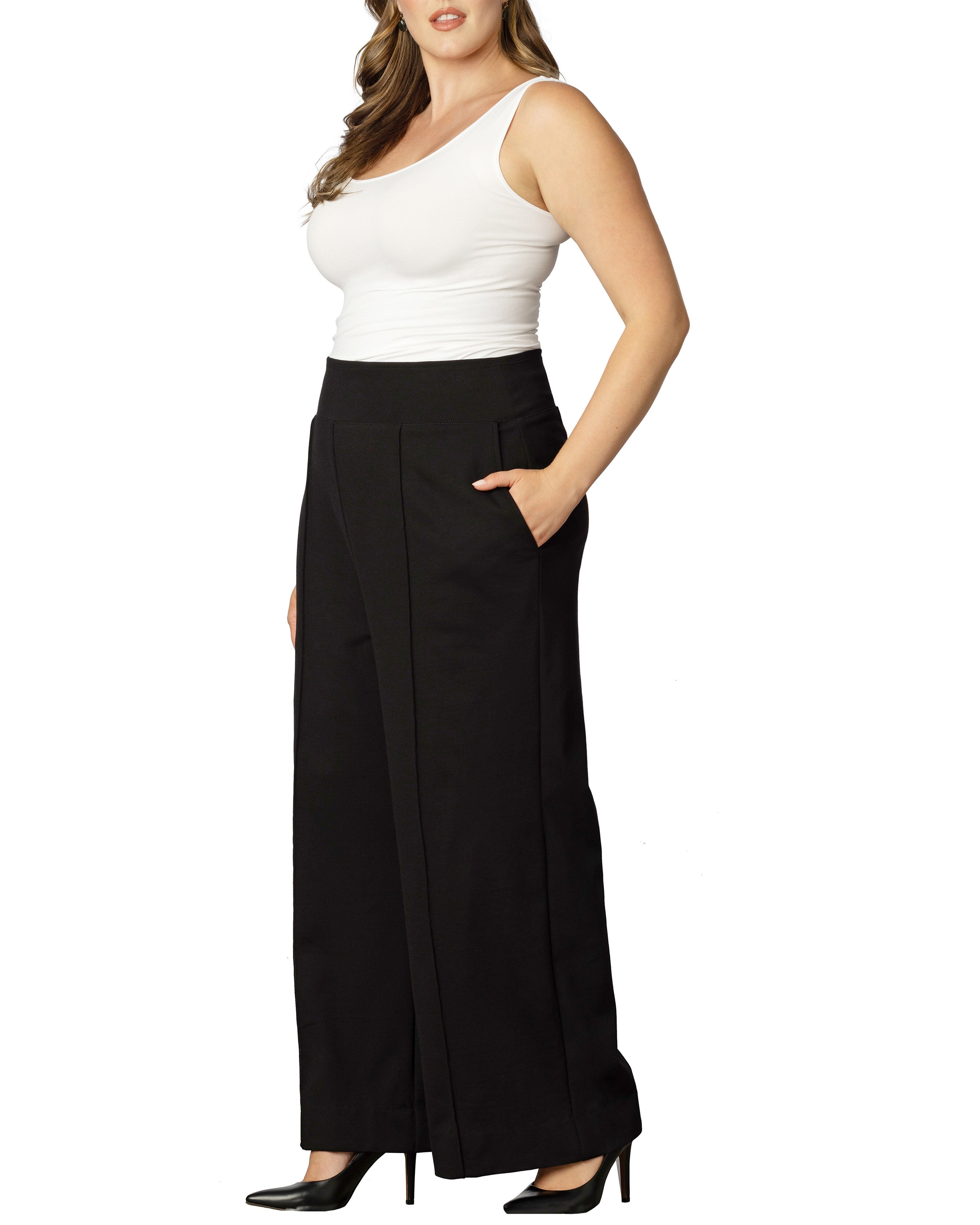 Polished Ponte Pants, BLACK NOIR / Black, alternate image number 3