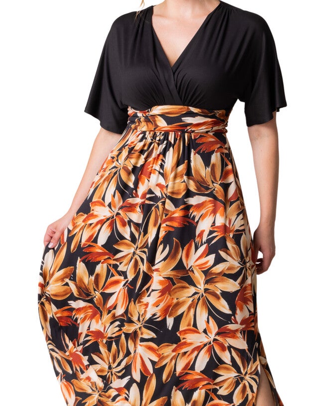 HAVANA COLOR BLOCK MAXI DRESS, HARVEST FEST / Black, alternate image number null