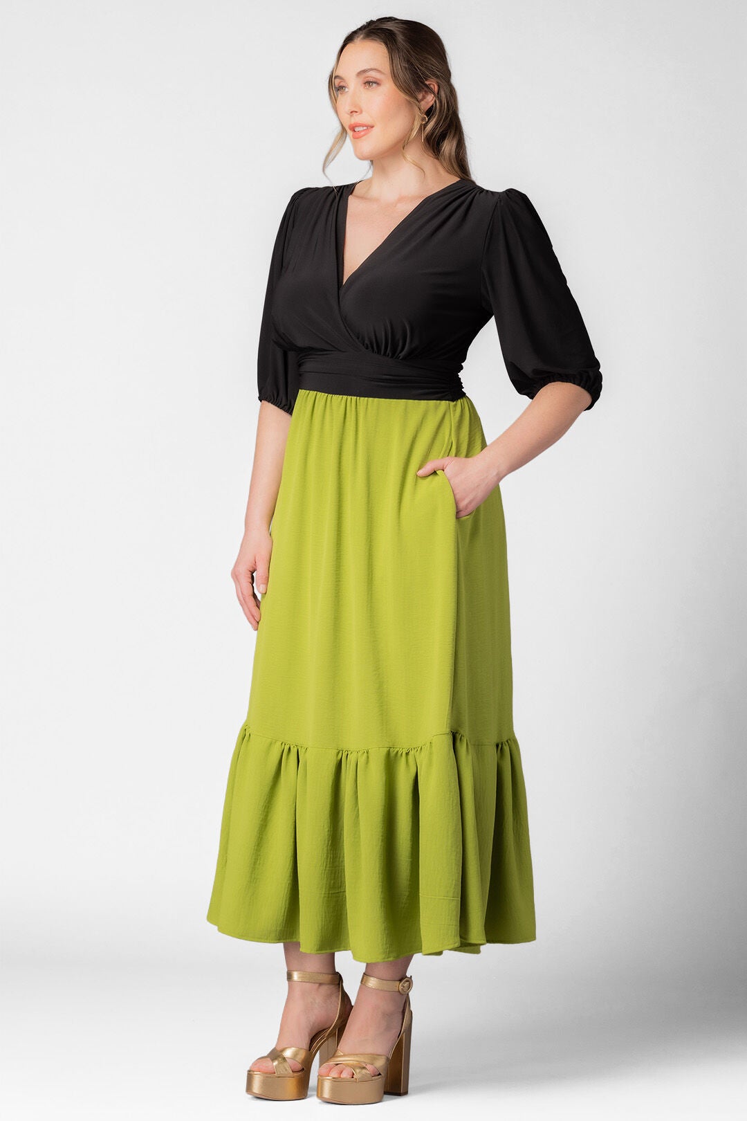 Danica Maxi Dress, Limelight / Black, alternate image number 3