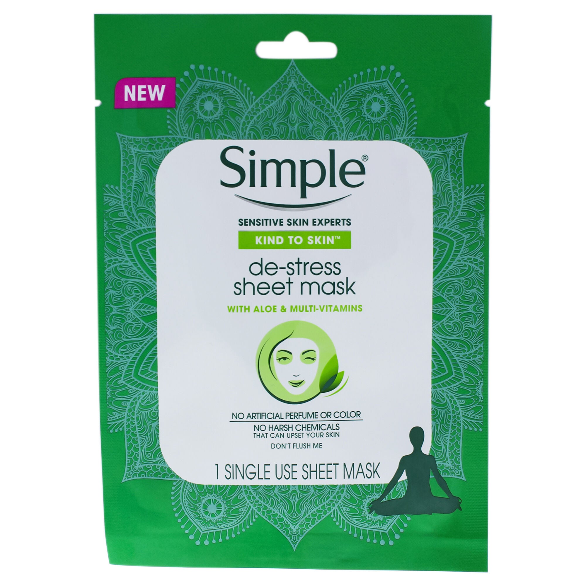 Kind to Skin De-Stress Sheet Mask by Simple for Women - 1 Pc Mask, See Description, hi-res image number 0