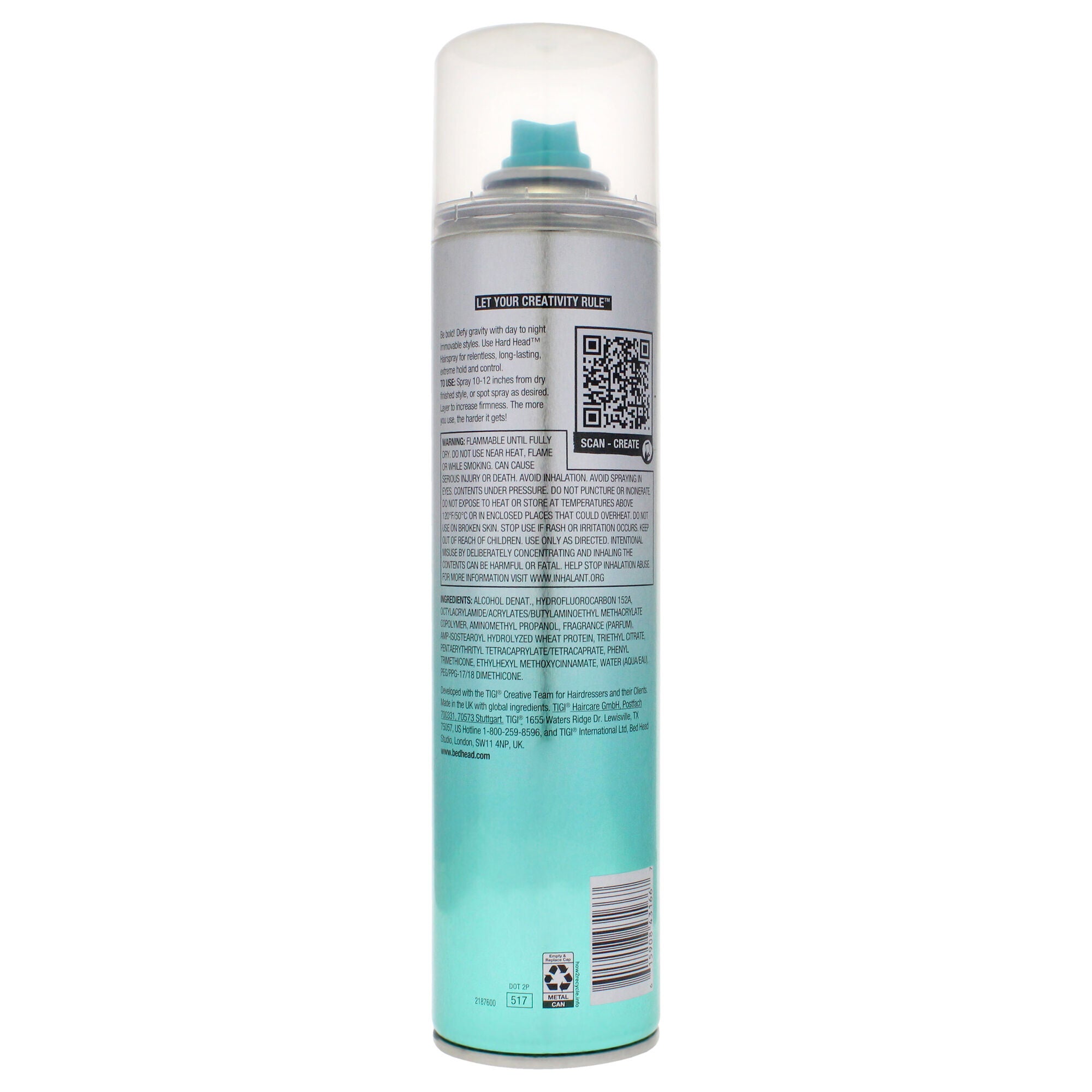 Bed Head Remix Hard Head Extreme Hold Hairspray by TIGI for Unisex - 11.7 oz Hair Spray, See Description, alternate image number 2