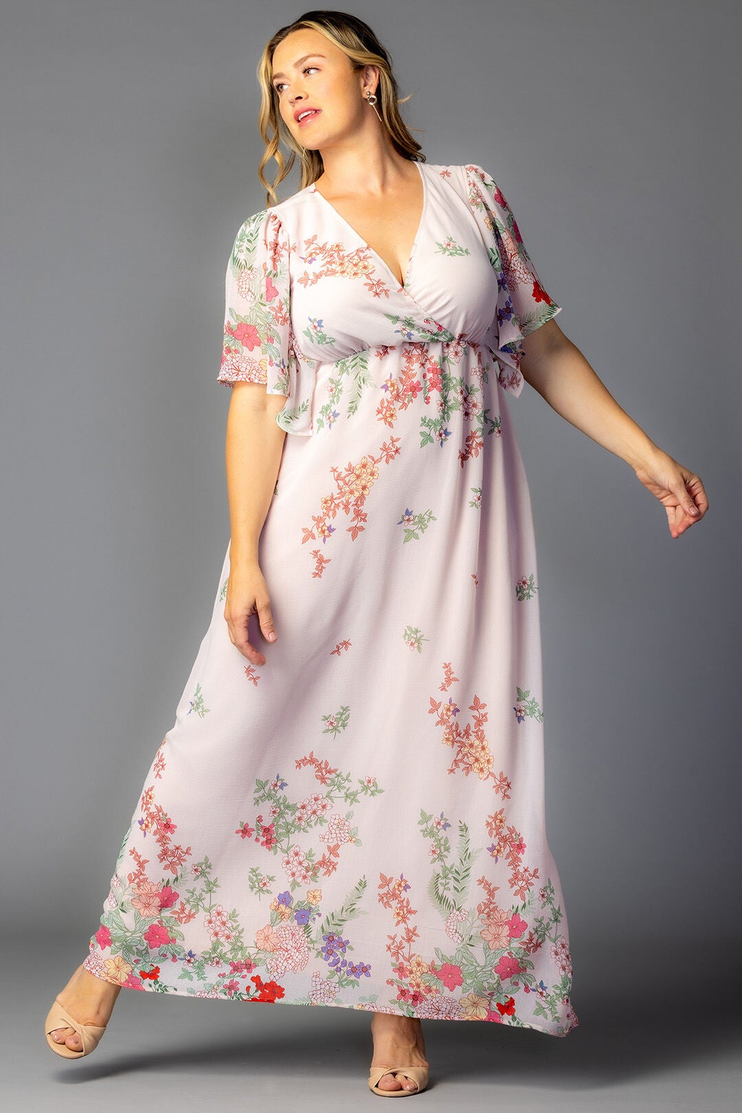 Catalina Border Print Gown, Cottage Garden Border / Cream, alternate image number 2