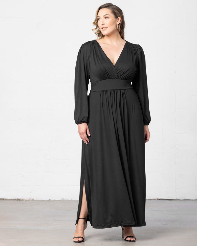 Kelsey Long Sleeve Maxi Dress, Black Noir, alternate image number 1