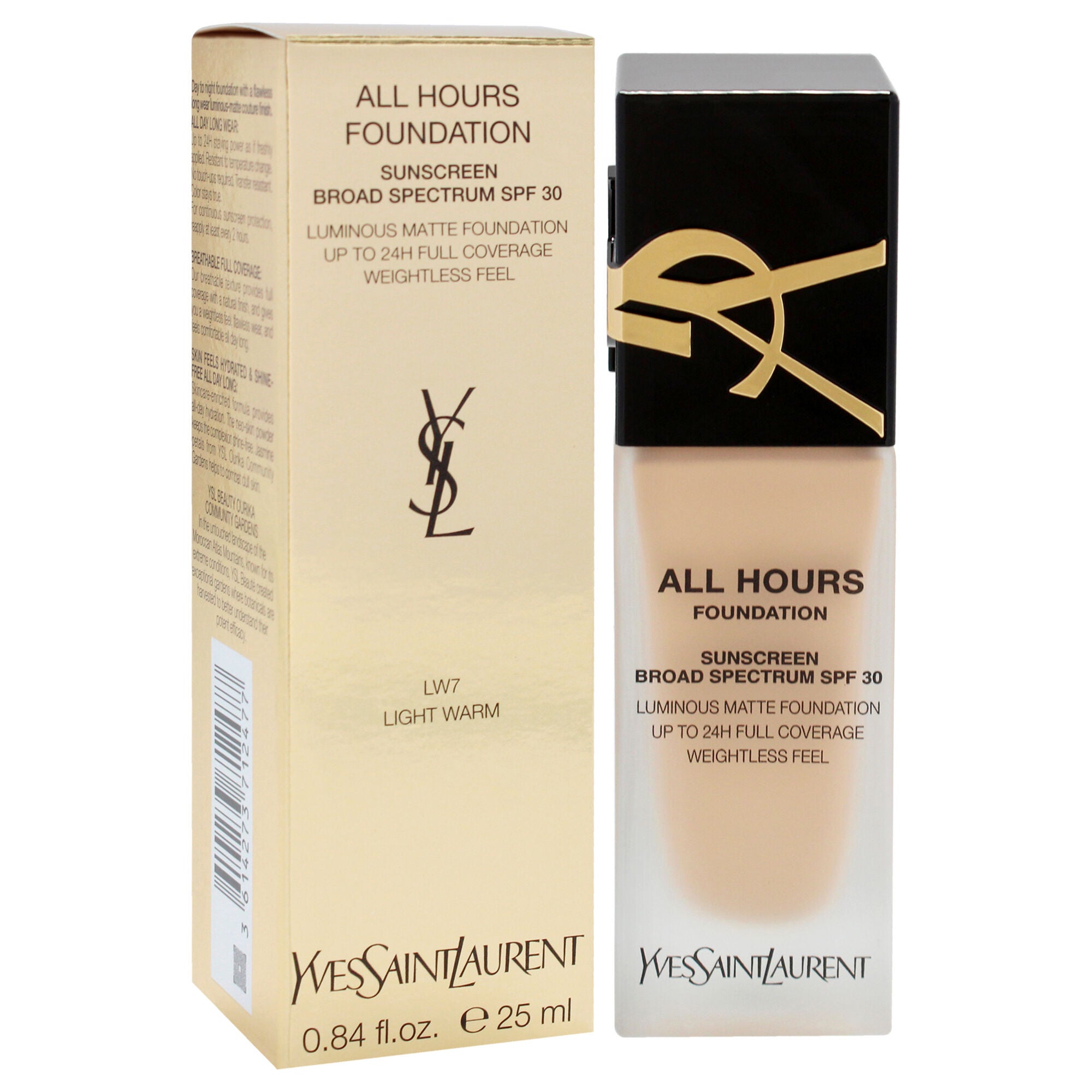 All Hours Foundation SPF 30 - LW7 Light Warm by Yves Saint Laurent for Women - 0.84 oz Foundation, See Description, alternate image number 1