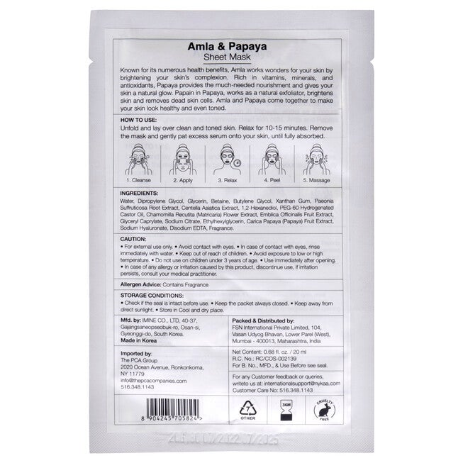 Skin Secrets Sheet Mask - Amla and Papaya by Nykaa Naturals for Women - 1 Pc Mask, , alternate image number null