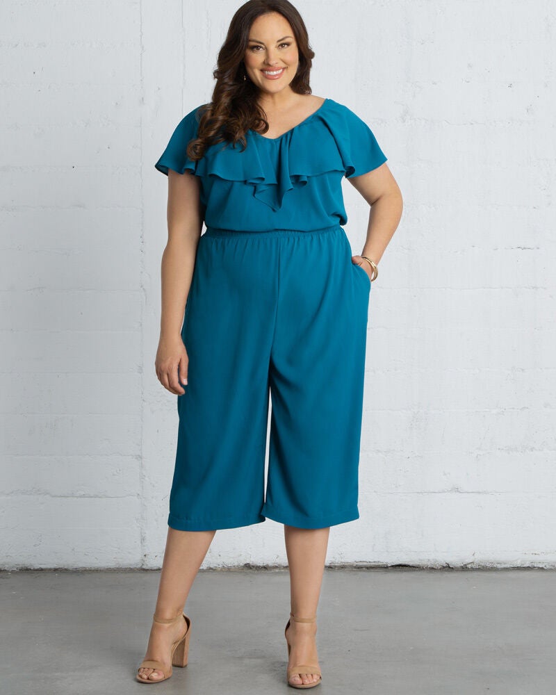Avery Cropped Jumpsuit, Teal the Show, hi-res image number 0