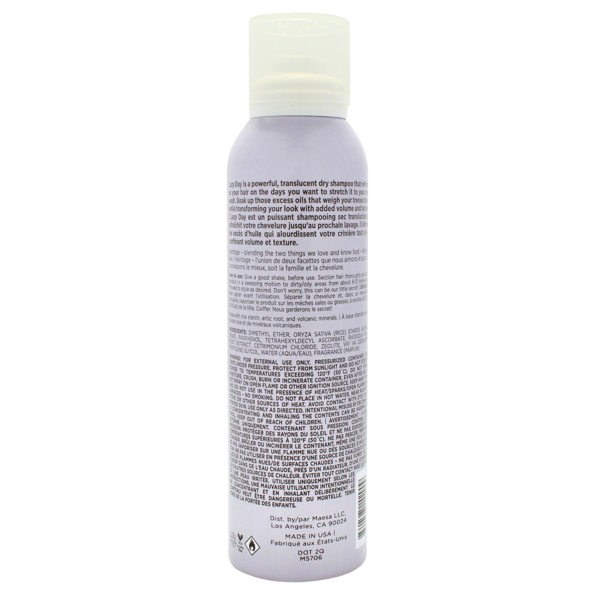 Lazy Day Dry Shampoo by Hairitage By Mindy for Unisex - 5 oz Dry Shampoo, See Description, alternate image number 1