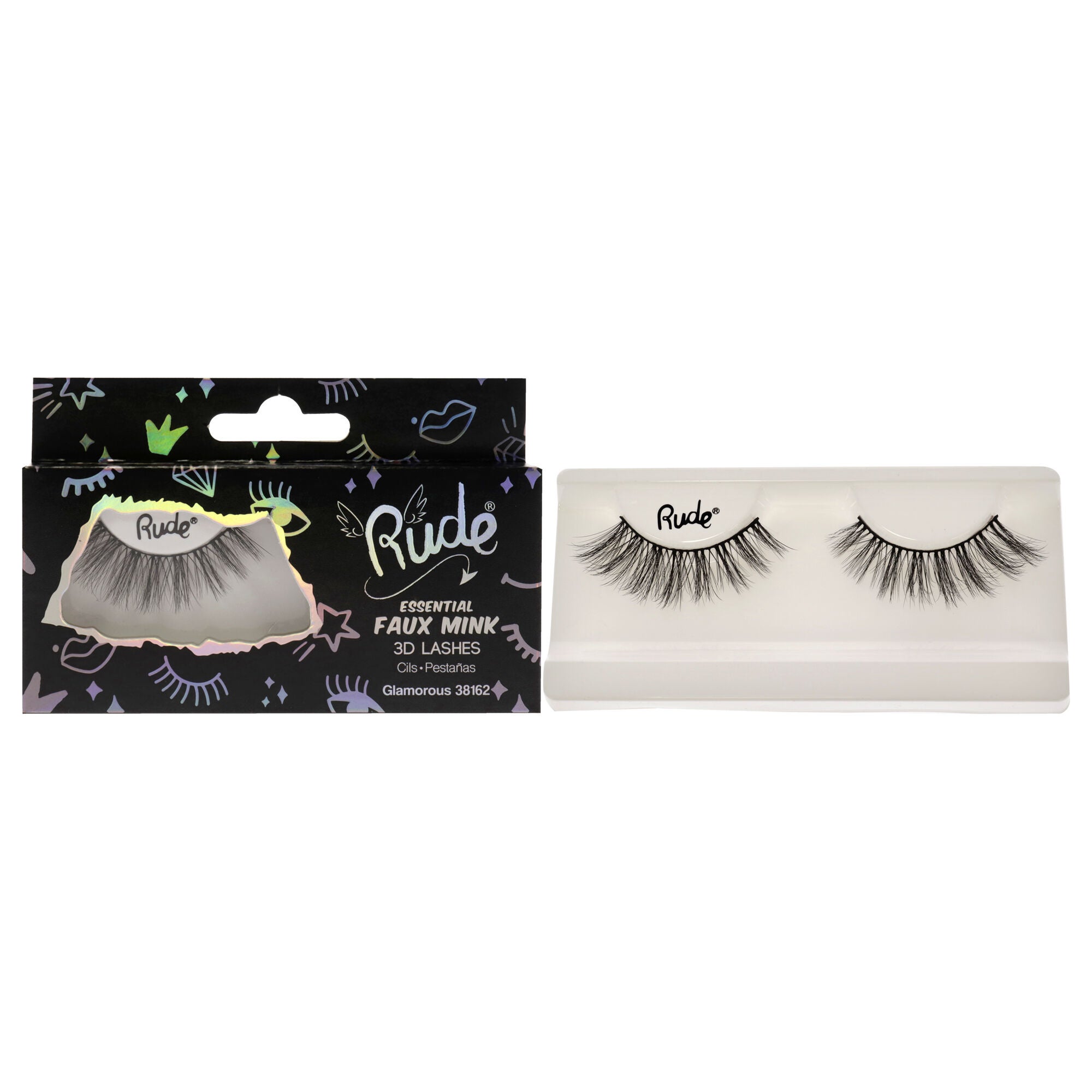 Essential Faux Mink 3D Lashes - Glamorous by Rude Cosmetics for Women - 1 Pc Pair, See Description, hi-res image number 0