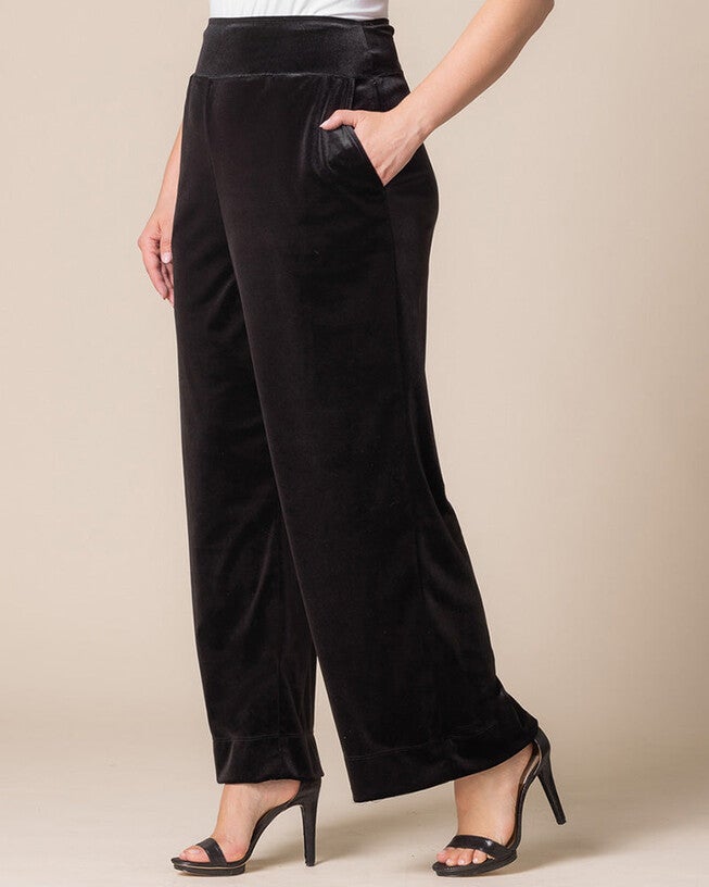 Velvet Luxe Wide Leg Pants, Onyx, alternate image number null