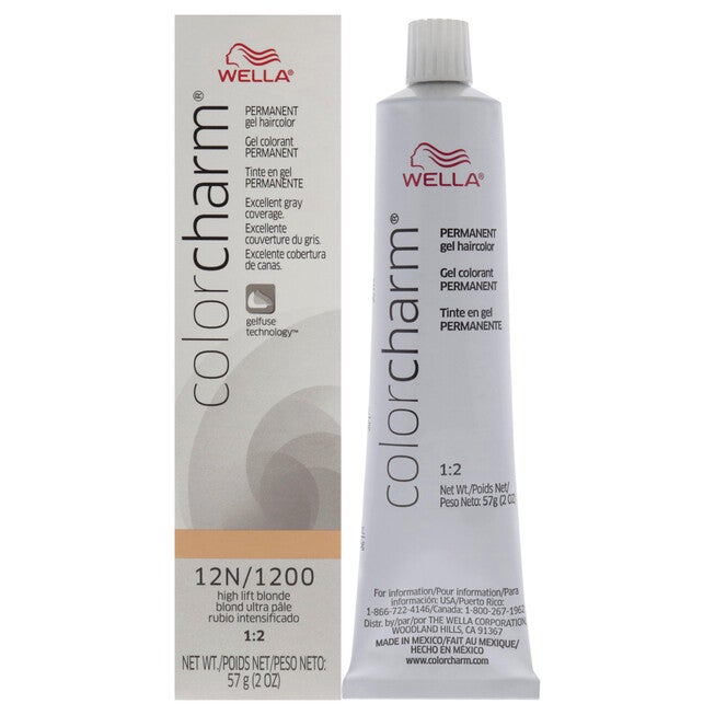 Color Charm Permanent Hair Color Gel - 12N 1200 Hight Lift Blonde by Wella for Unisex - 2 oz Hair Color, NA, hi-res image number null