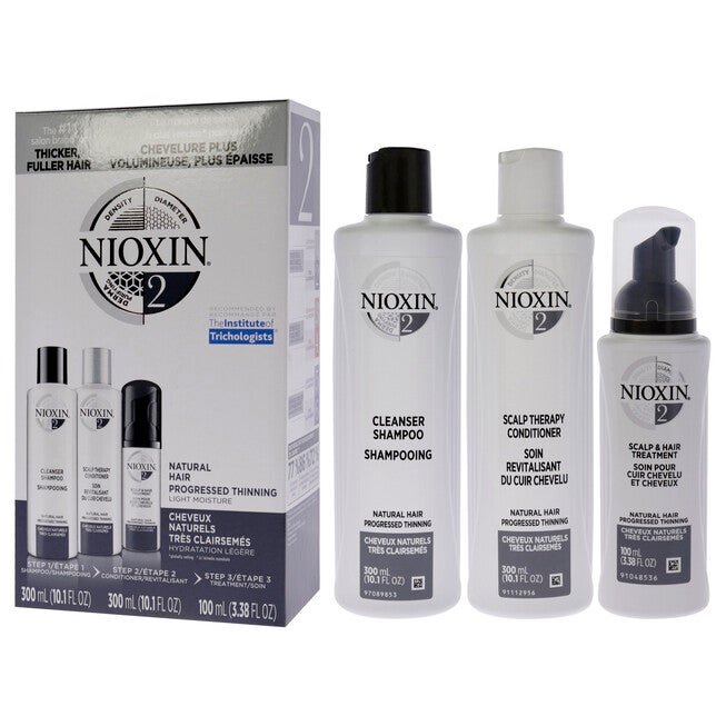 System 2 Kit by Nioxin for Unisex - 3 Pc 10.1oz Cleanser Shampoo, 10.1 oz Scalp Therapy Conditioner, 1Liter Scalp and Hair Treatment, NA, alternate image number null