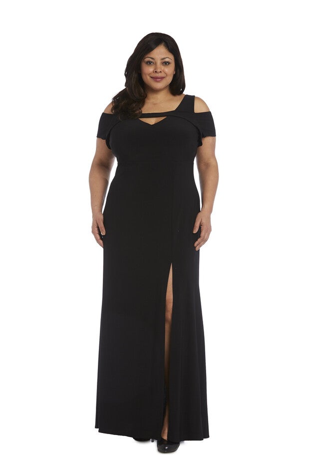Nightway Cold Shoulder Keyhole Gown, Black, hi-res image number null
