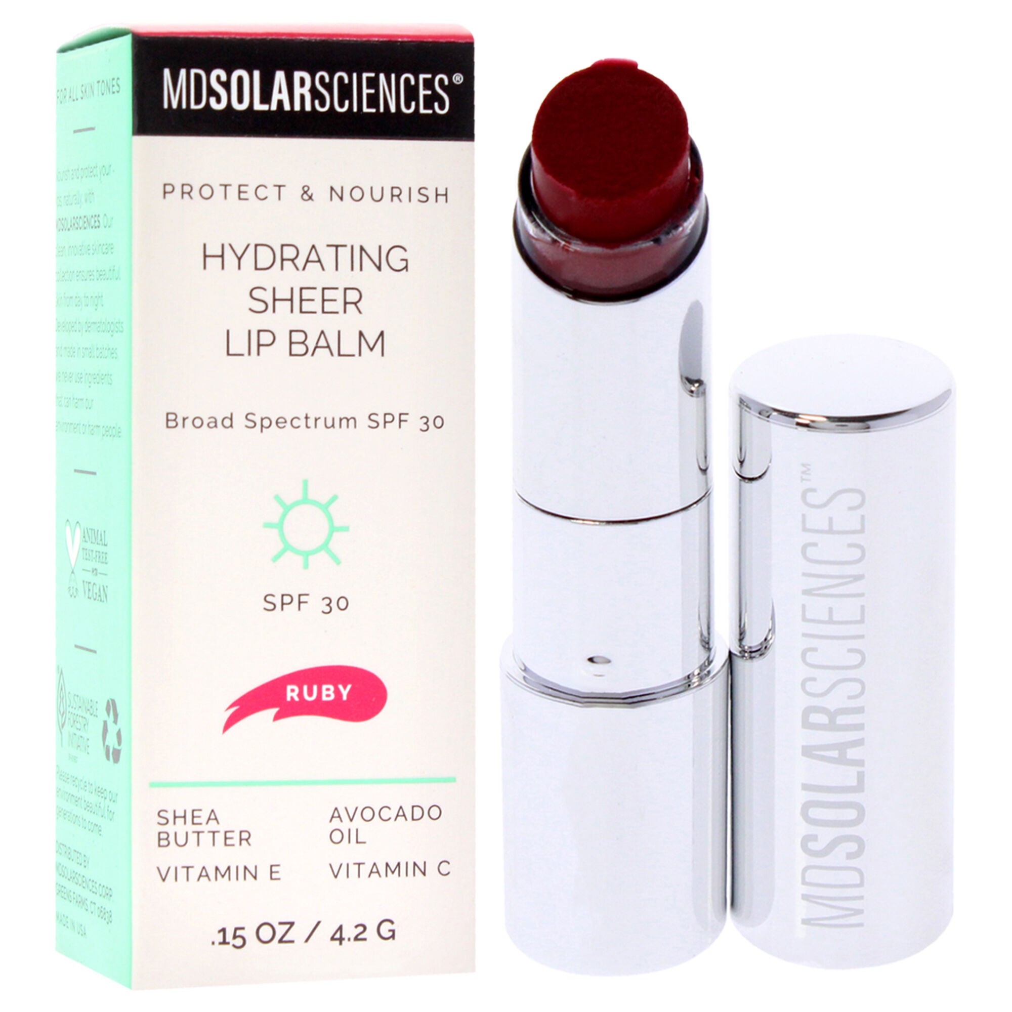 Hydrating Sheer Lip Balm SPF 30 - Ruby by MDSolarSciences for Women - 0.15 oz Lip Balm, See Description, alternate image number 2