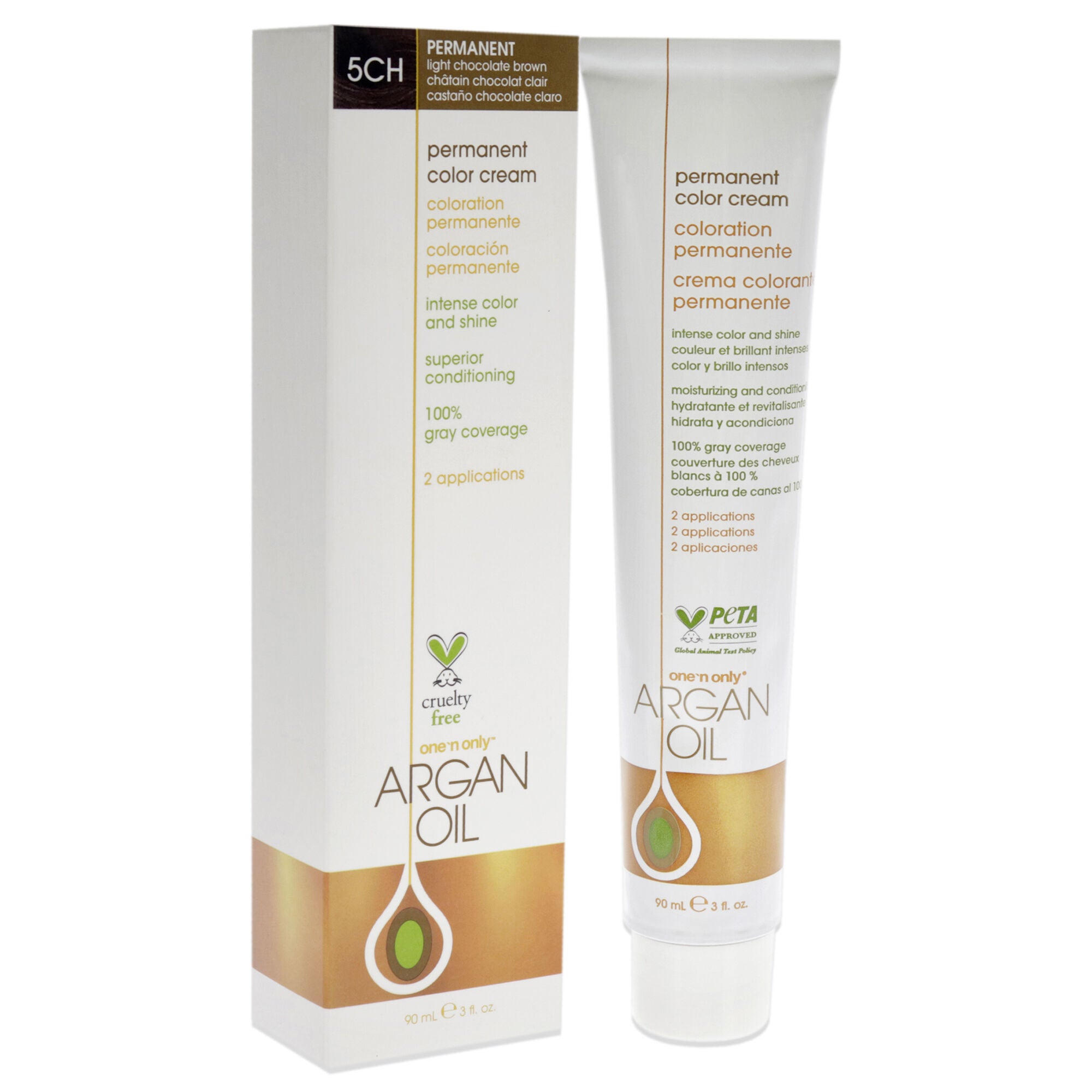 Argan Oil Permanent Color Cream - 5CH Light Chocolate Brown by One n Only for Unisex - 3 oz Hair Color, See Description, alternate image number 1