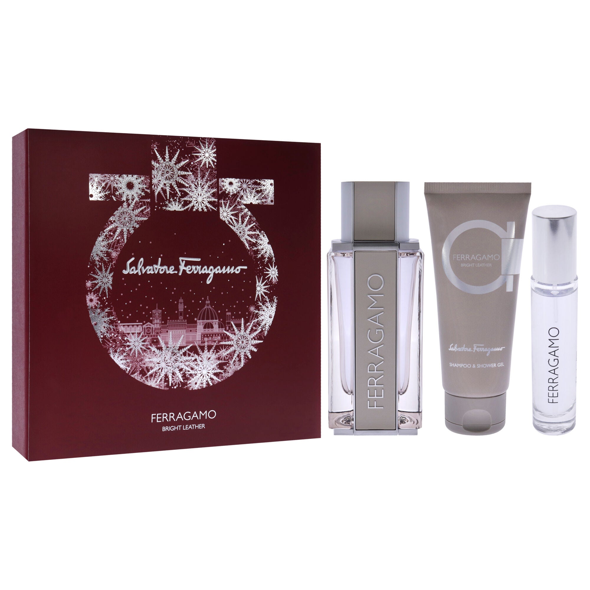 Bright Leather by Salvatore Ferragamo for Men - 3 Pc Gift Set 3.4oz EDT Spray, 0.34oz EDT Spray, 3.4oz Shower Gel, See Description, alternate image number 1