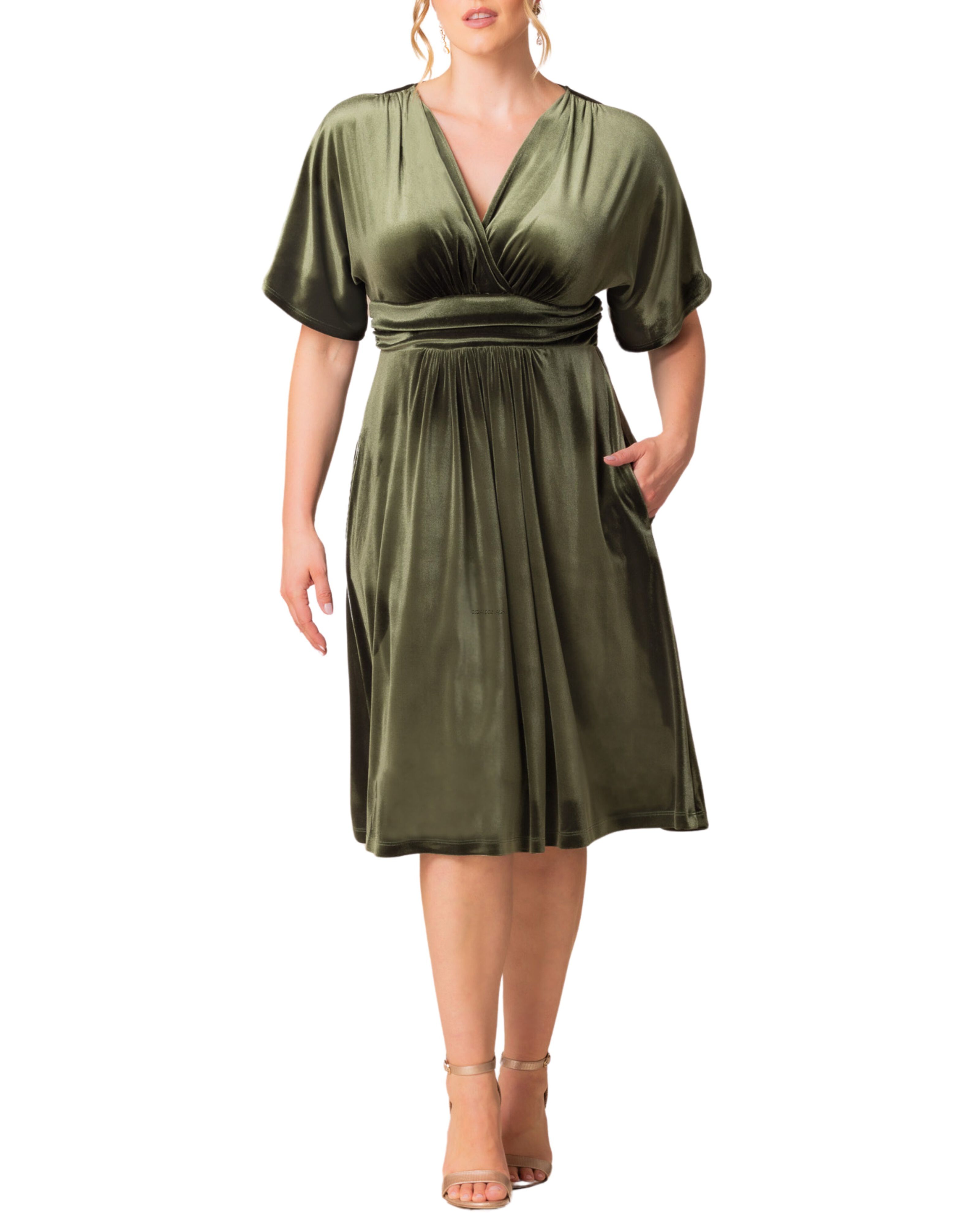 ANGELIC VELVET COCKTAIL DRESS, OLIVE / Olive Green, hi-res image number 0