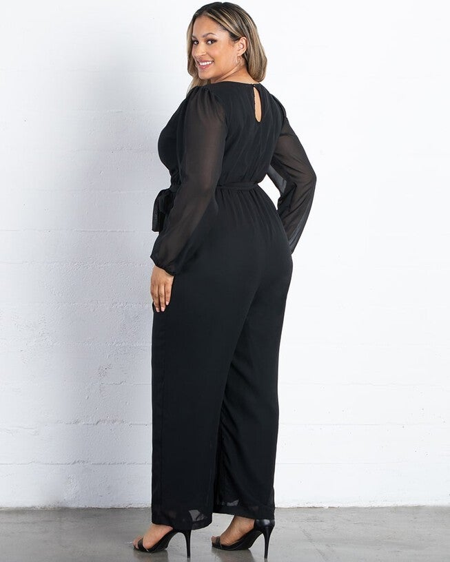 Celina Chiffon Jumpsuit, Black Noir, alternate image number 1