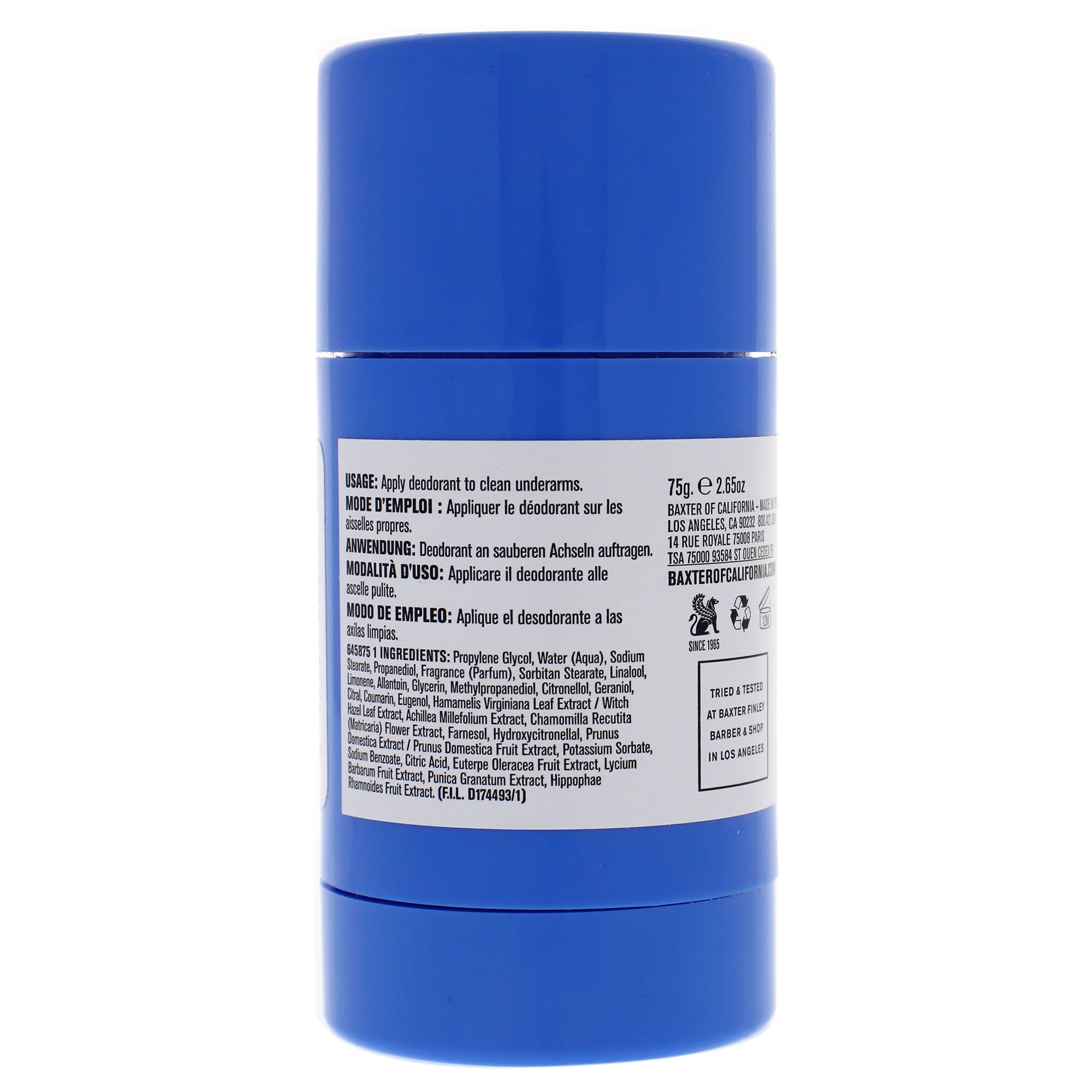 Deodorant - Citrus and Herbal-Musk by Baxter of California for Men - 2.65 oz Deodorant Stick, See Description, alternate image number 2