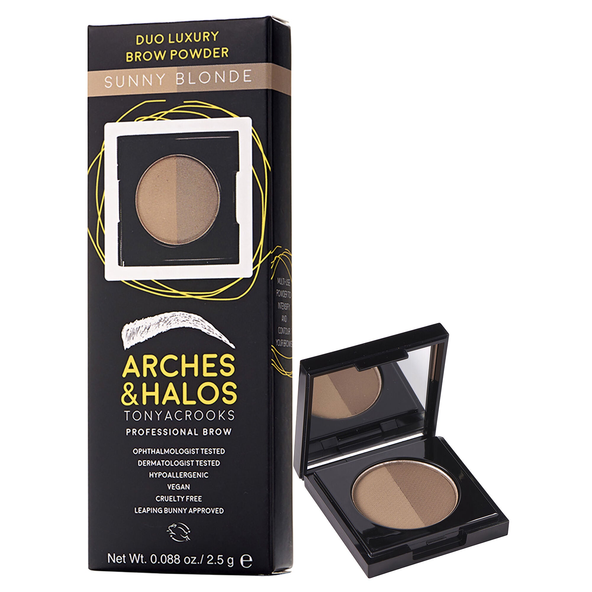 Duo Luxury Brow Powder - Sunny Blonde by Arches and Halos for Women - 0.088 oz Eyebrow, See Description, hi-res image number 0