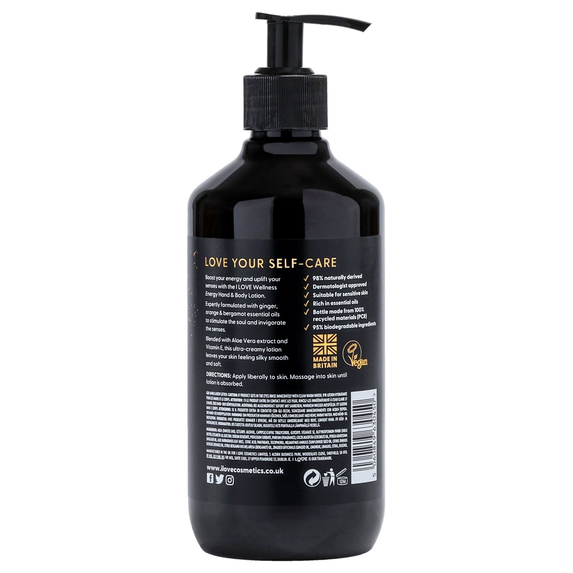 Wellness Hand and Body Lotion - Energy by I Love Cosmetics for Women - 16.9 oz Body Lotion, See Description, alternate image number 1