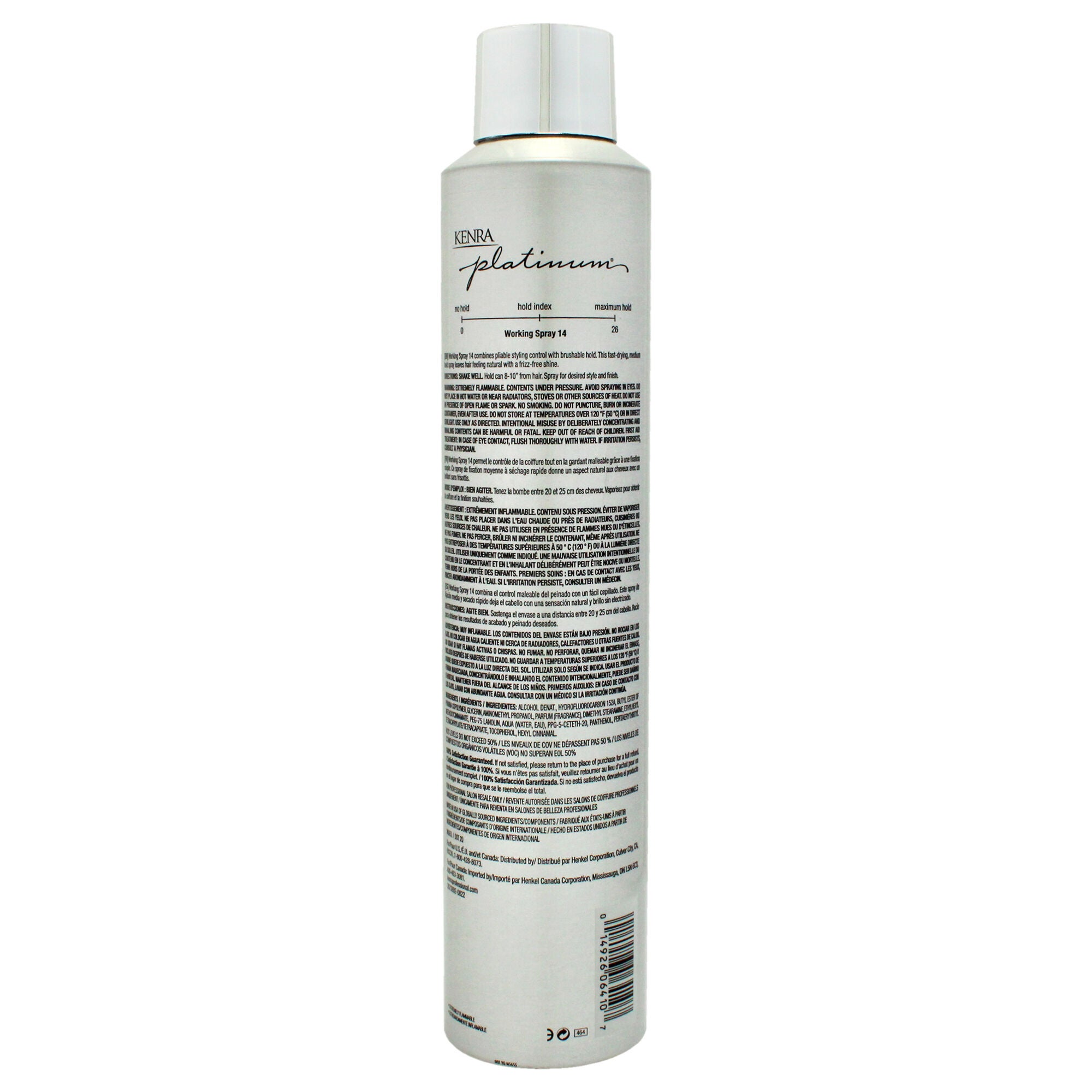 Platinum Working Spray # 14 Flexible Hold Hairspray by Kenra for Unisex - 10 oz Hairspray, See Description, alternate image number 2