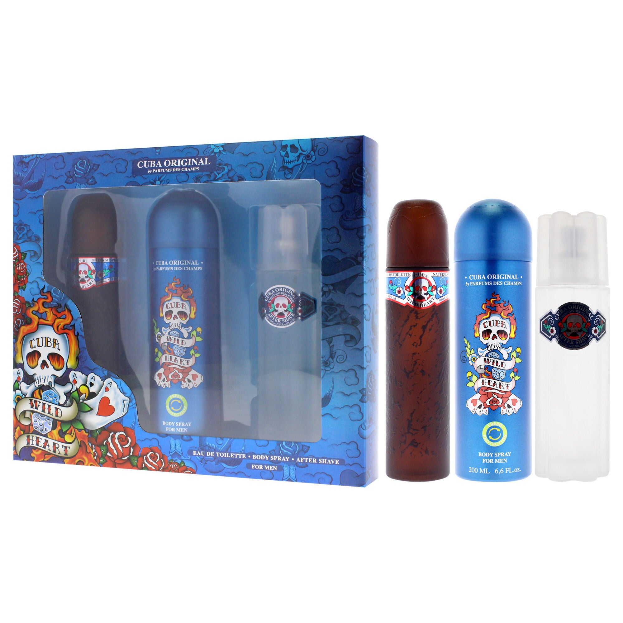 Cuba Wild Heart by Cuba for Men - 3 Pc Gift Set 3.4oz EDT Spray, 3.3oz After Shave, 6.7oz Body Spray, See Description, alternate image number 3