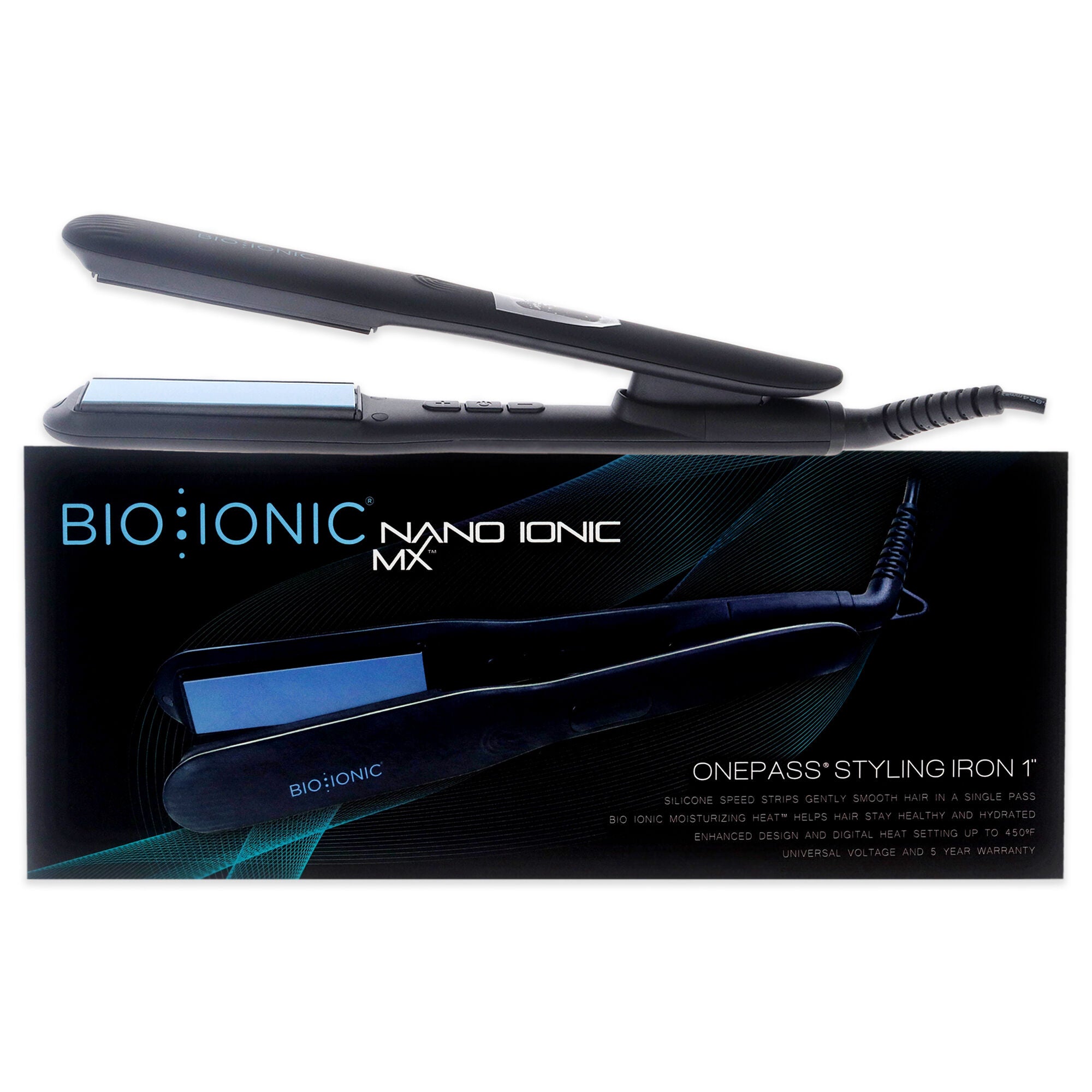 Onepass Nanoionic MX Styling Iron - Black ST-OP-1.0-LM by Bio Ionic for Women - 1 Inch Flat Iron, See Description, hi-res image number 0