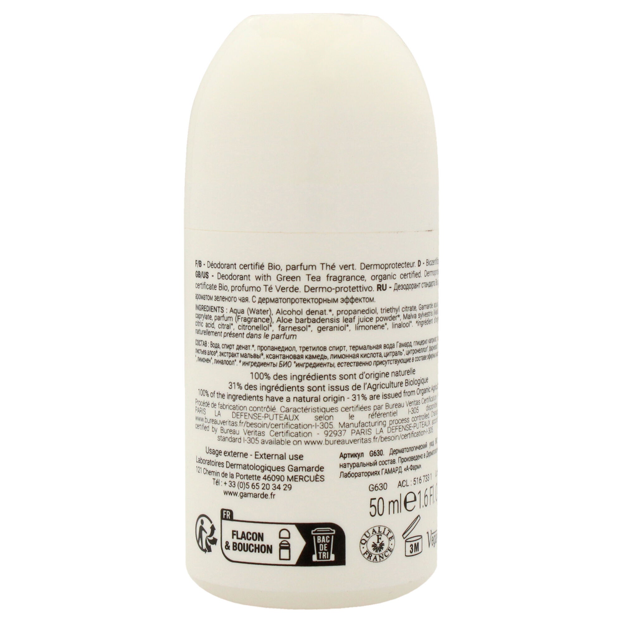 Soothing Deodorant - Green Tea by Gamarde for Women - 1.6 oz Deodorant Roll-On, See Description, alternate image number 1