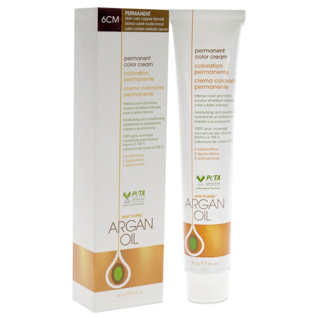 Argan Oil Permanent Color Cream - 6CM Dark Rusty Copper Blonde by One n Only for Unisex - 3 oz Hair Color, See Description, alternate image number 2