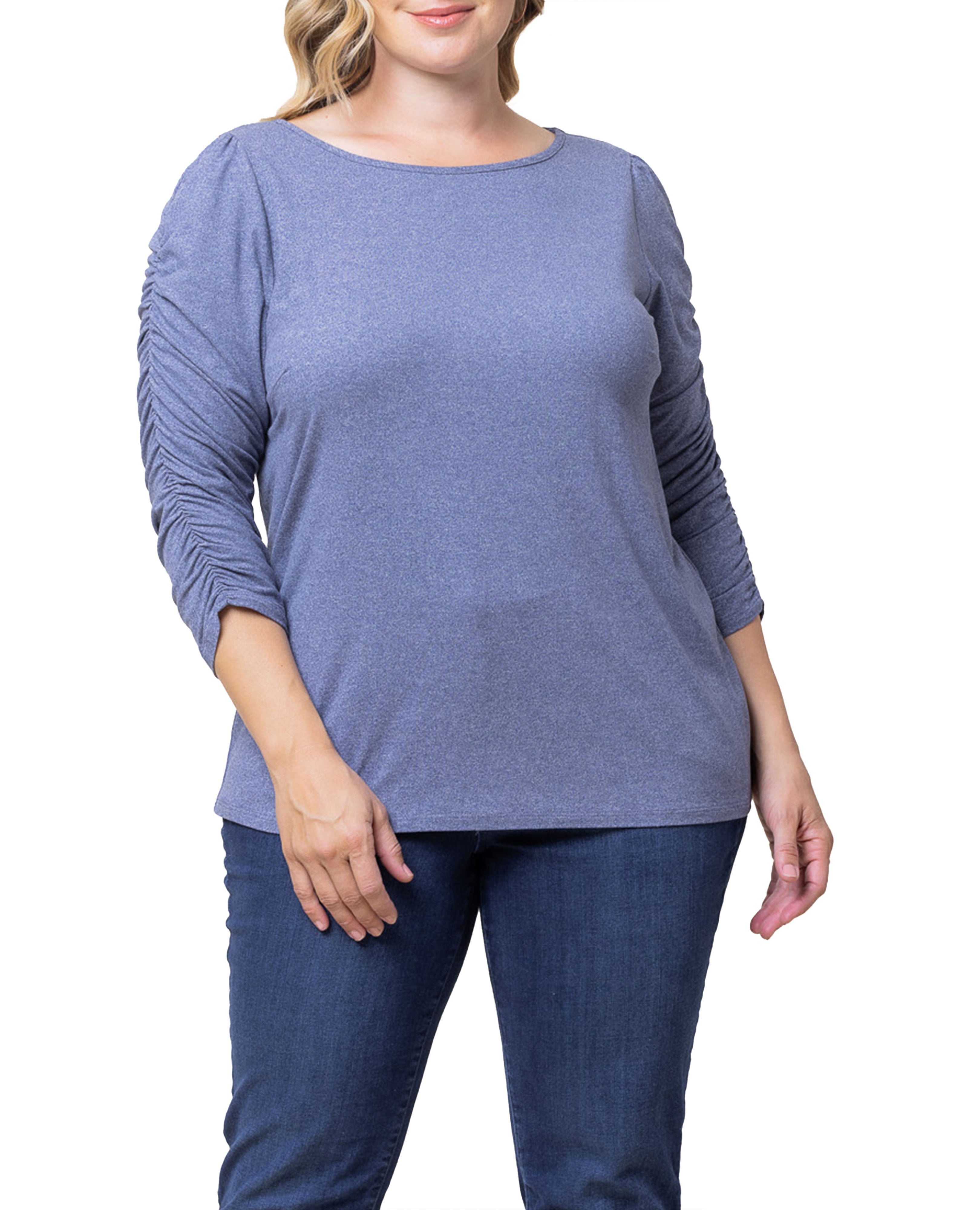Reverie Ruched Top, HEATHER INDIGO / Dusty Blue, hi-res image number 0