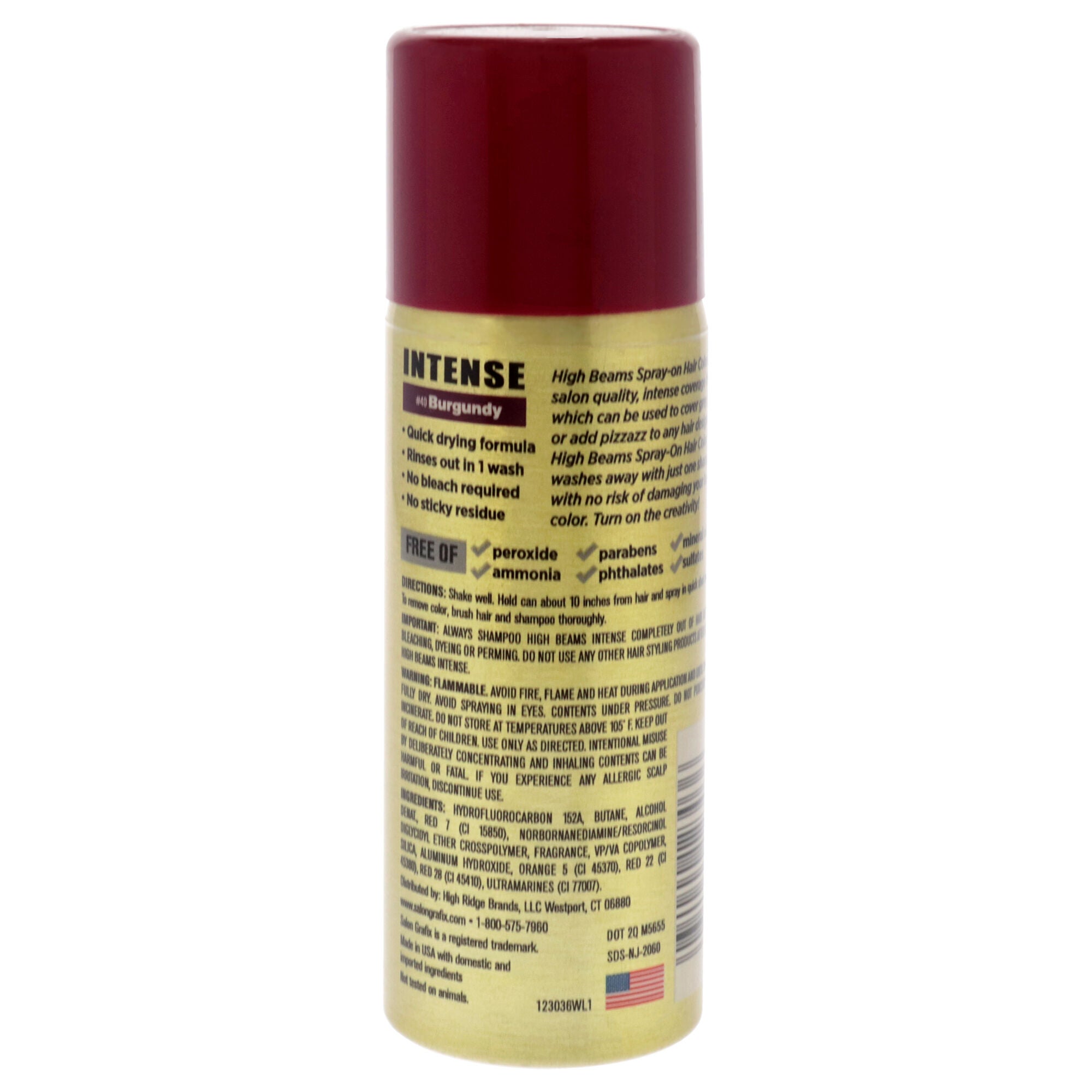High Beams Intense Temporary Spray - 40 Burgundy by Salon Grafix for Unisex - 2.7 oz Hair Color, See Description, alternate image number 1