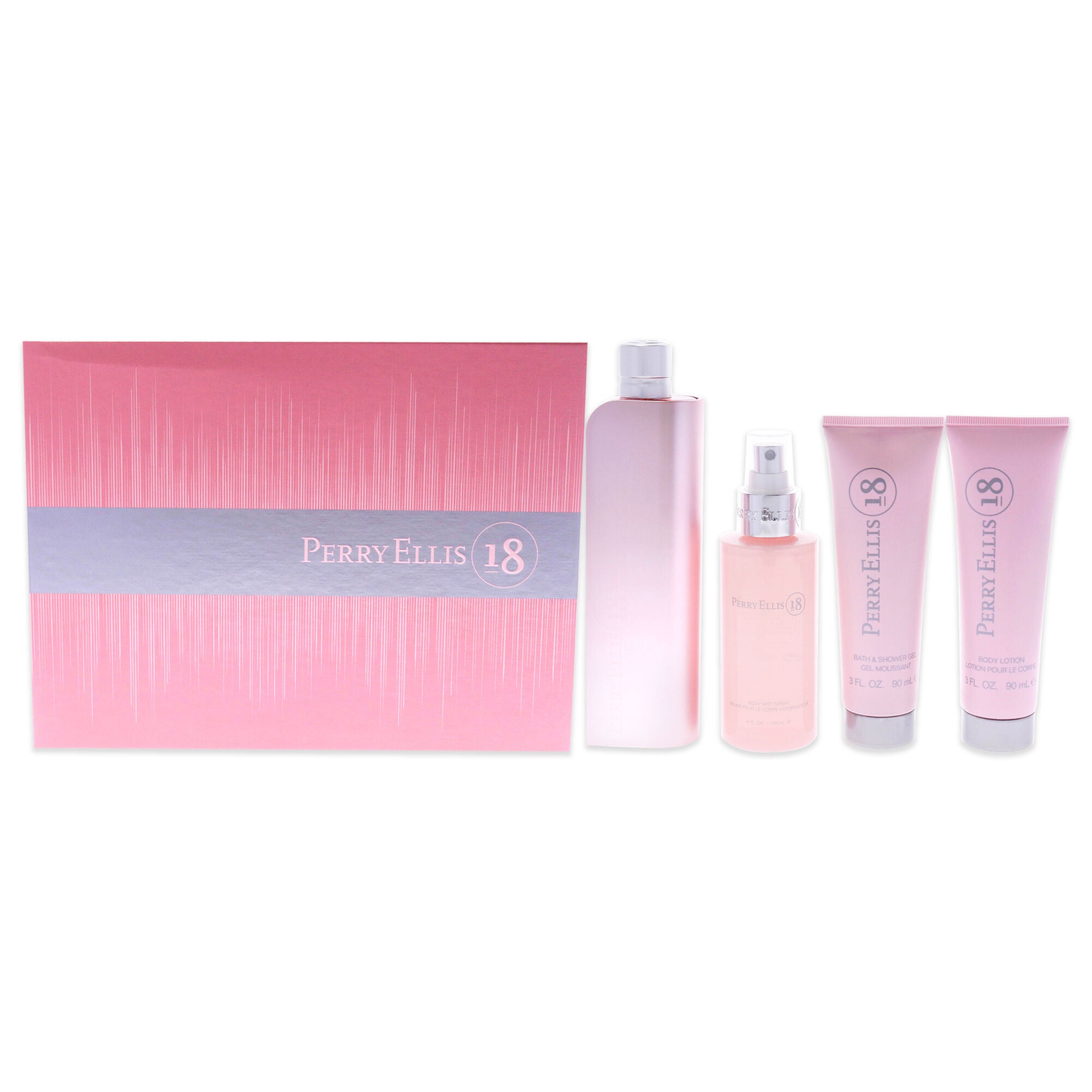 Perry Ellis 18 by Perry Ellis for Women - 4 Pc Gift Set 3.4oz EDP Spray, 3oz Body Lotion, 4oz Body Mist, 3oz Bath and Shower Gel, See Description, hi-res image number 0