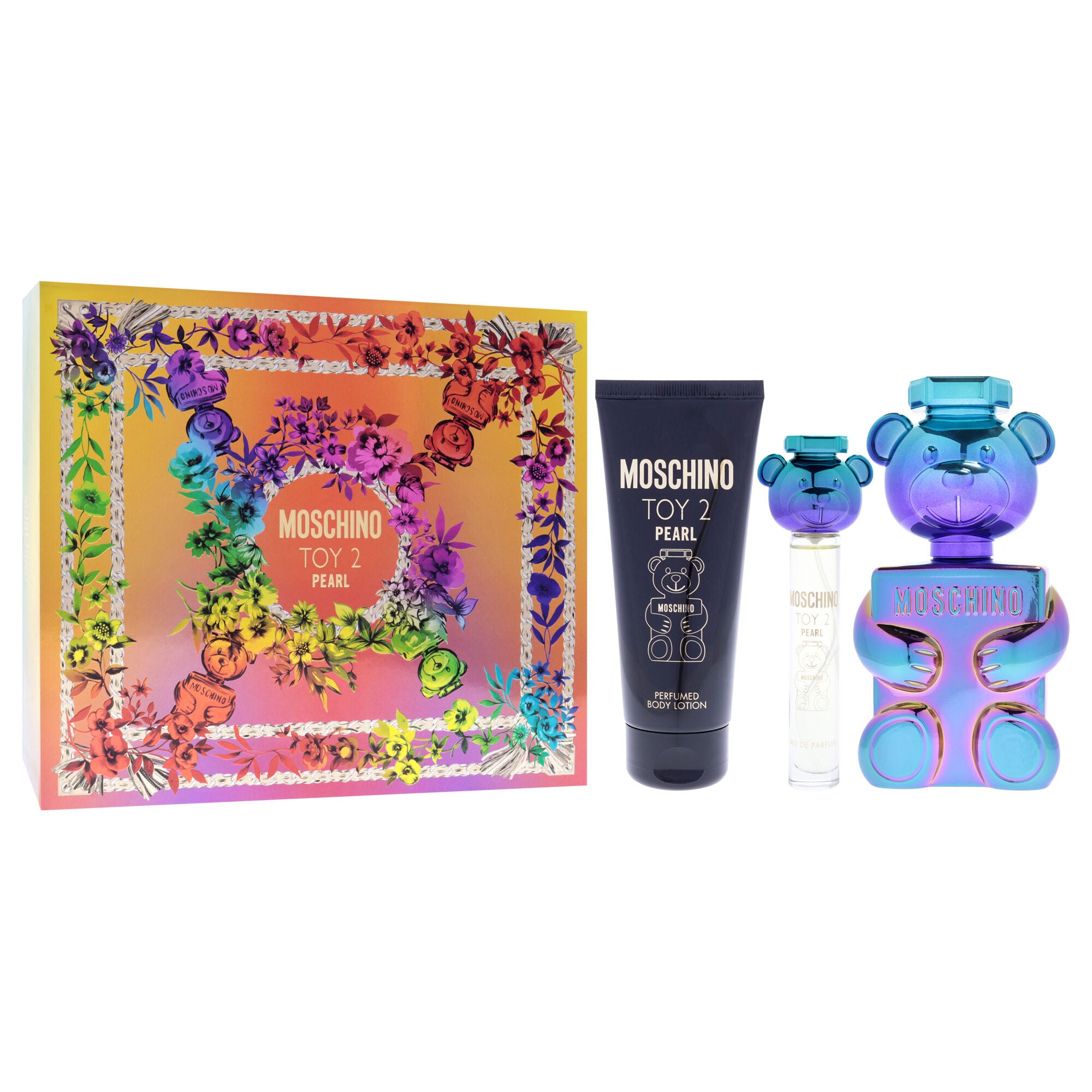 Moschino Toy 2 Pearl by Moschino for Unisex - 3 Pc Gift Set 3.4oz EDP Spray, 3.4oz Body Lotion, 0.3oz EDP Spray (Mini), Clear, alternate image number 2