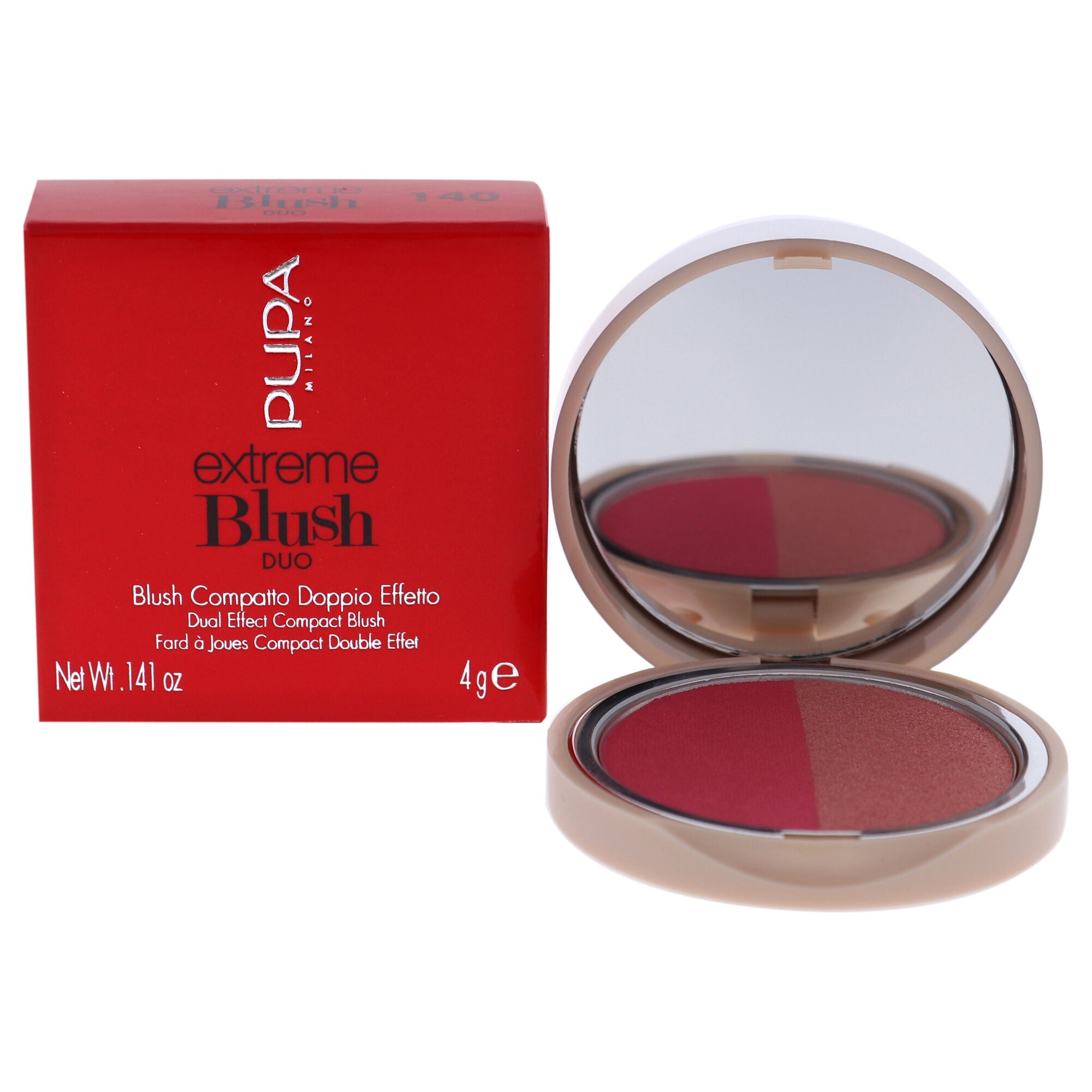 Extreme Blush Duo - 140 Radiant Flamingo - Glow Creamy by Pupa Milano for Women - 0.141 oz Blush, See Description, hi-res image number 0