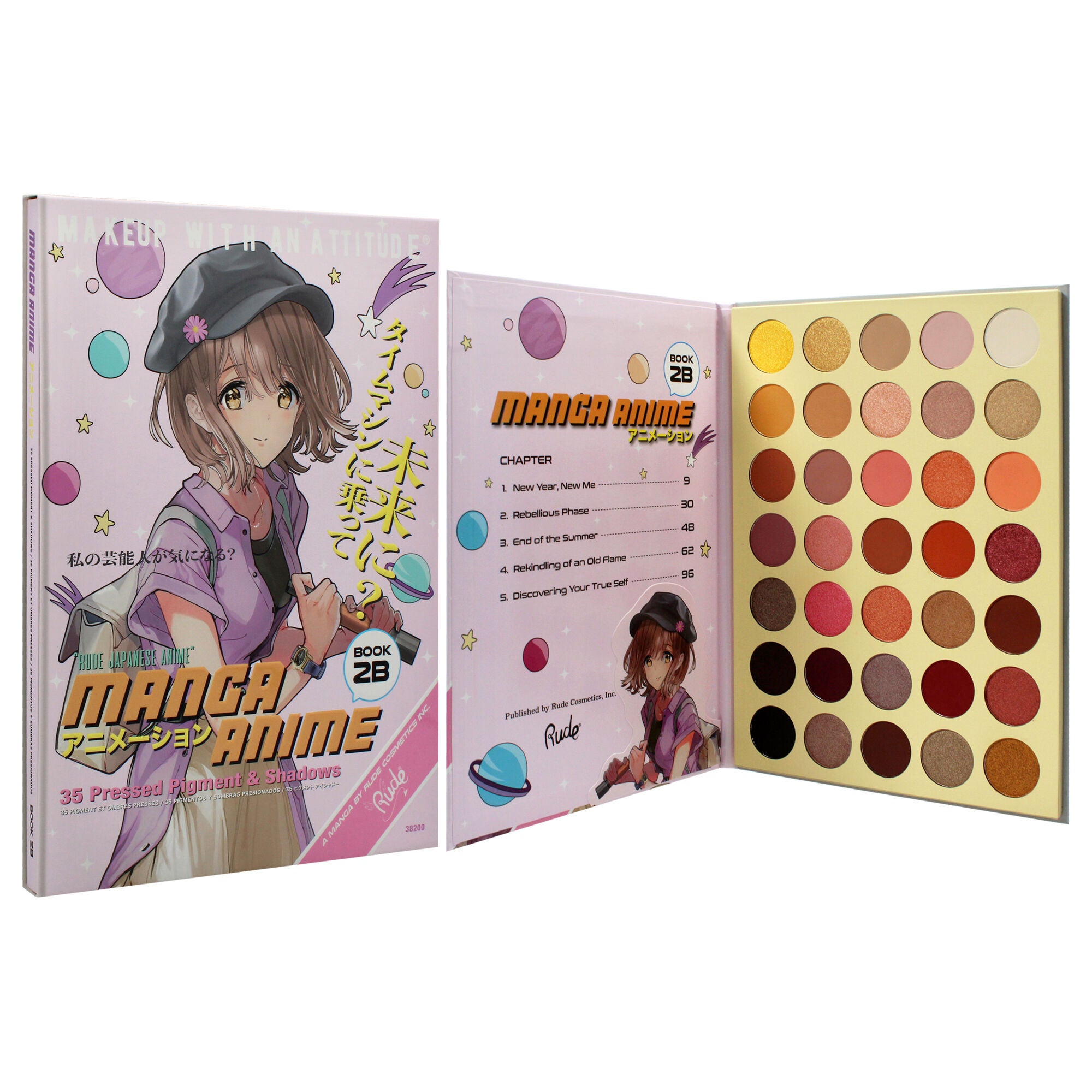 Manga Anime 35 Pressed Pigment and Shadow Book 2B by Rude Cosmetics for Women - 1.34 oz Eye Shadow, See Description, alternate image number 2
