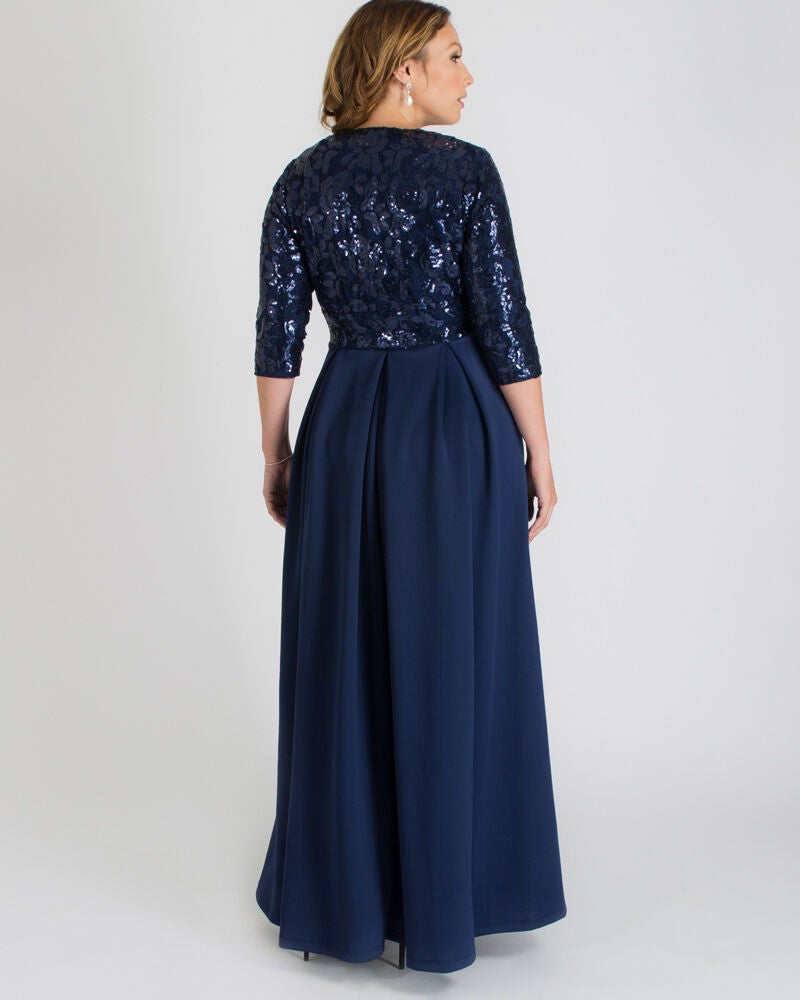 Paris Pleated Sequin Gown, Nocturnal Navy, alternate image number 1