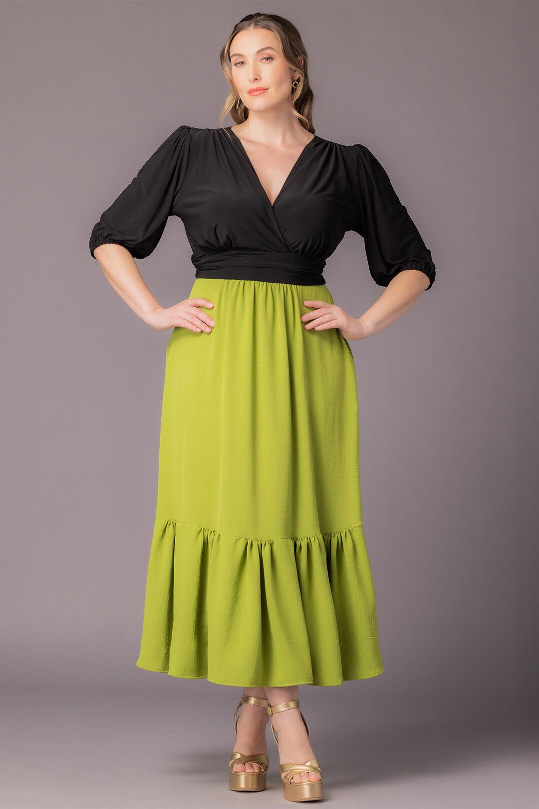 Danica Maxi Dress, Limelight / Black, alternate image number 4