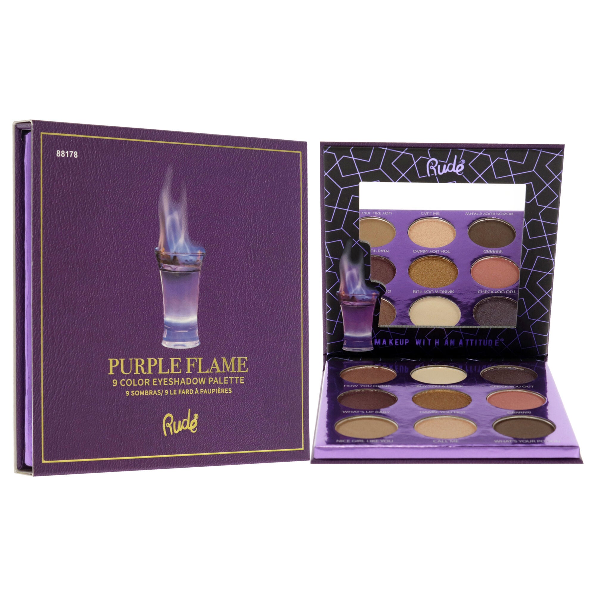Cocktail Party 9 Eyeshadow Palette - Purple Flame by Rude Cosmetics for Women - 0.39 oz Eye Shadow, See Description, alternate image number 2