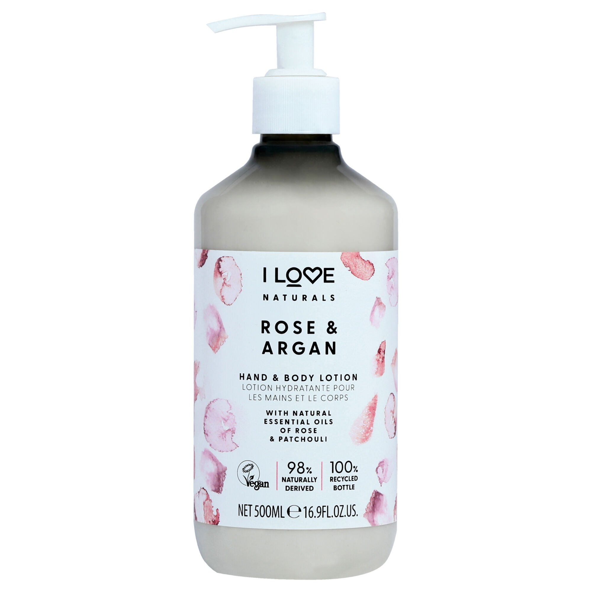 Naturals Hand and Body Lotion - Rose and Argan by I Love Cosmetics for Women - 16.9 oz Body Lotion, See Description, hi-res image number 0