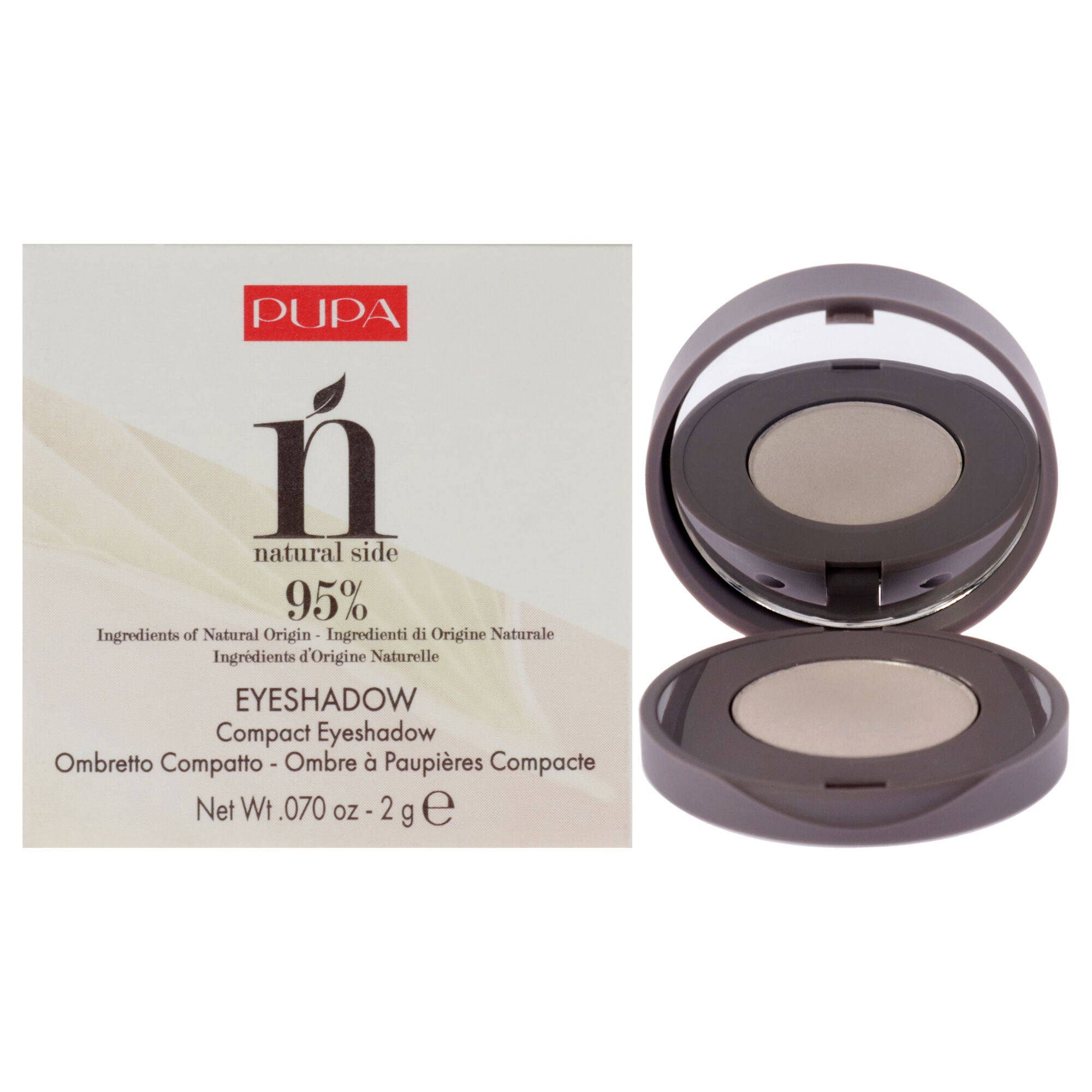 Natural Side Compact Eyeshadow - 003 Silky White by Pupa Milano for Women - 0.07 oz Eye Shadow, See Description, hi-res image number 0